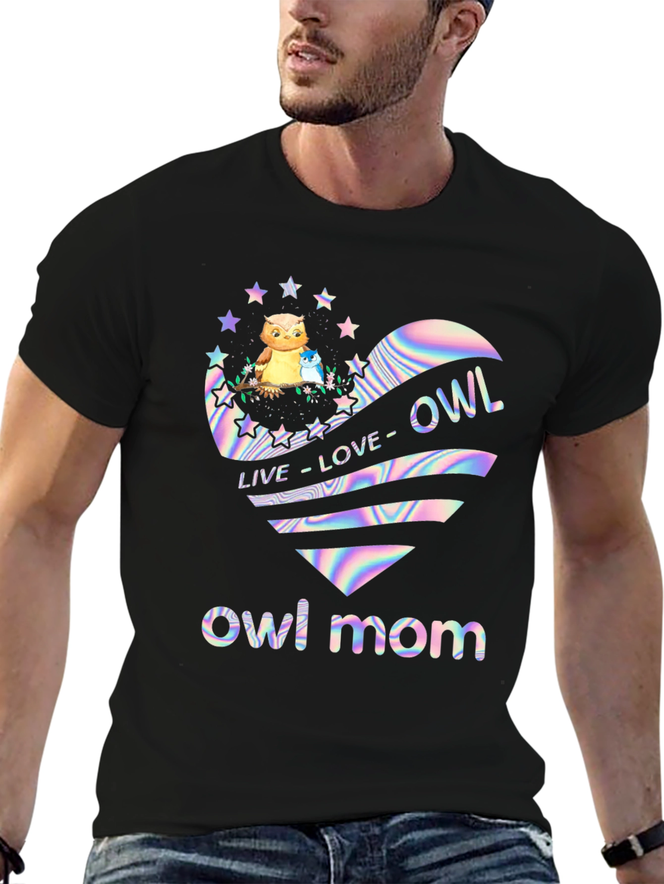 Owl Mom T-Shirt - Live Love Owl Heart Design