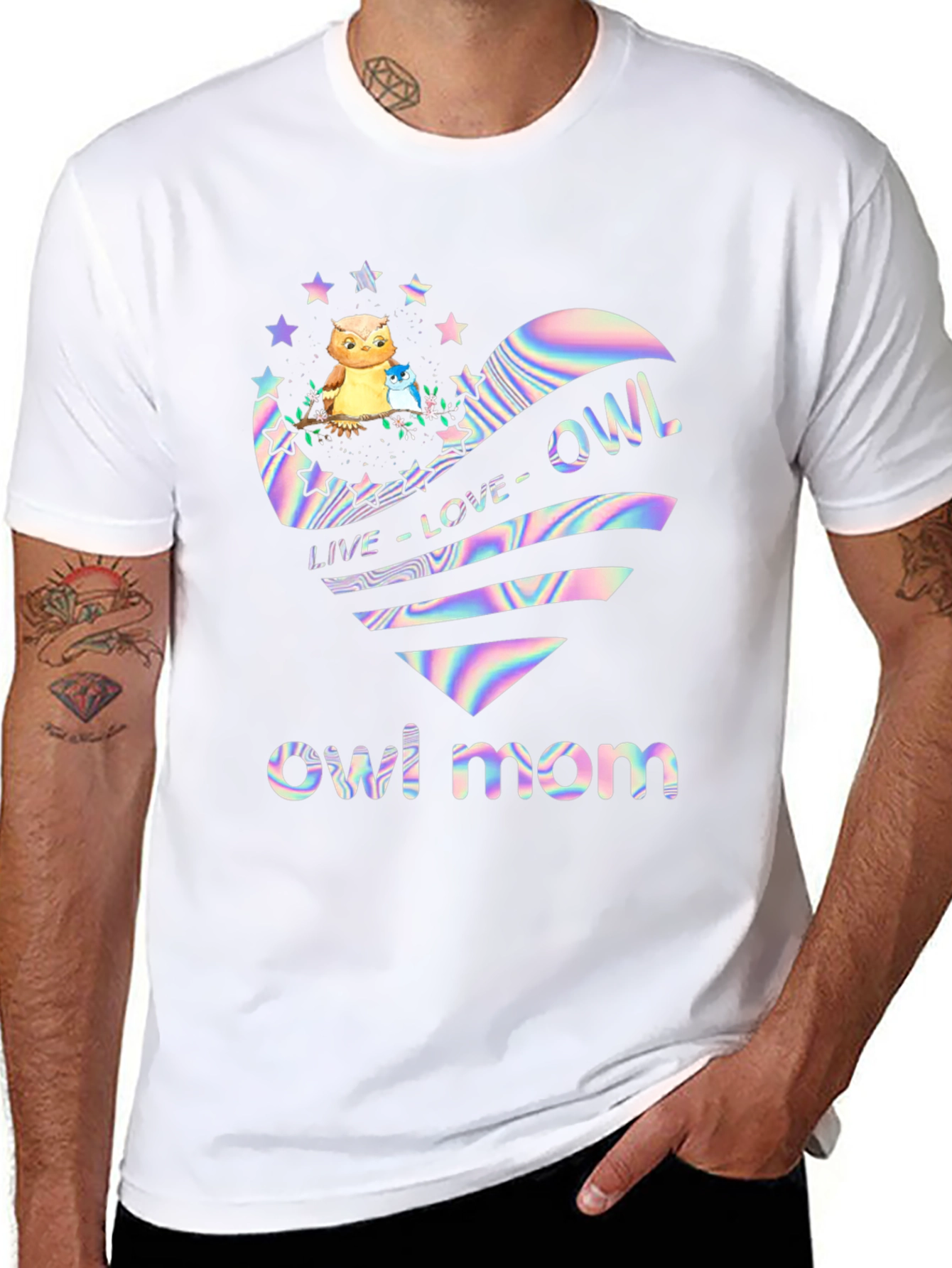 Owl Mom T-Shirt - Live Love Owl Heart Design
