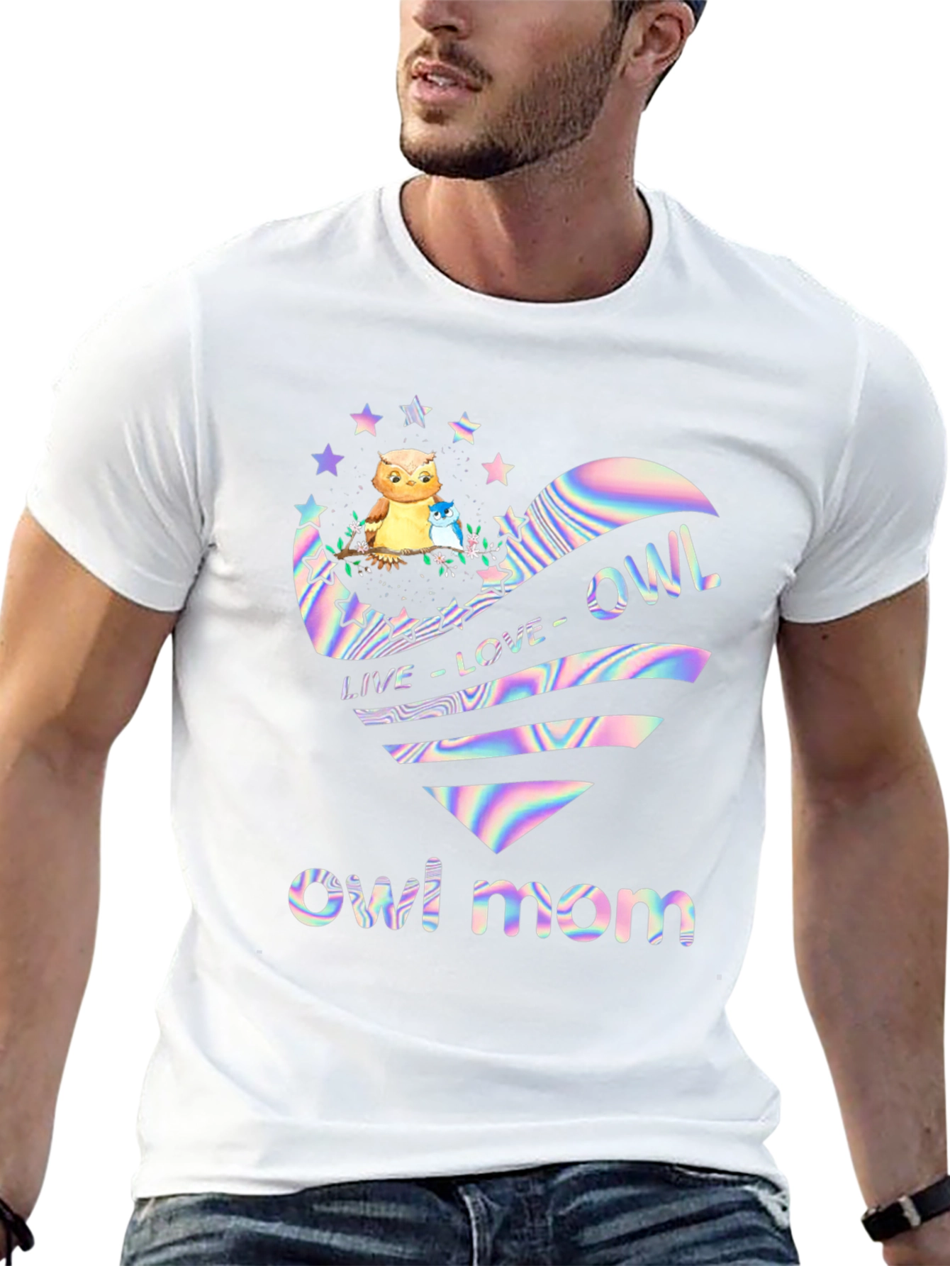 Owl Mom T-Shirt - Live Love Owl Heart Design