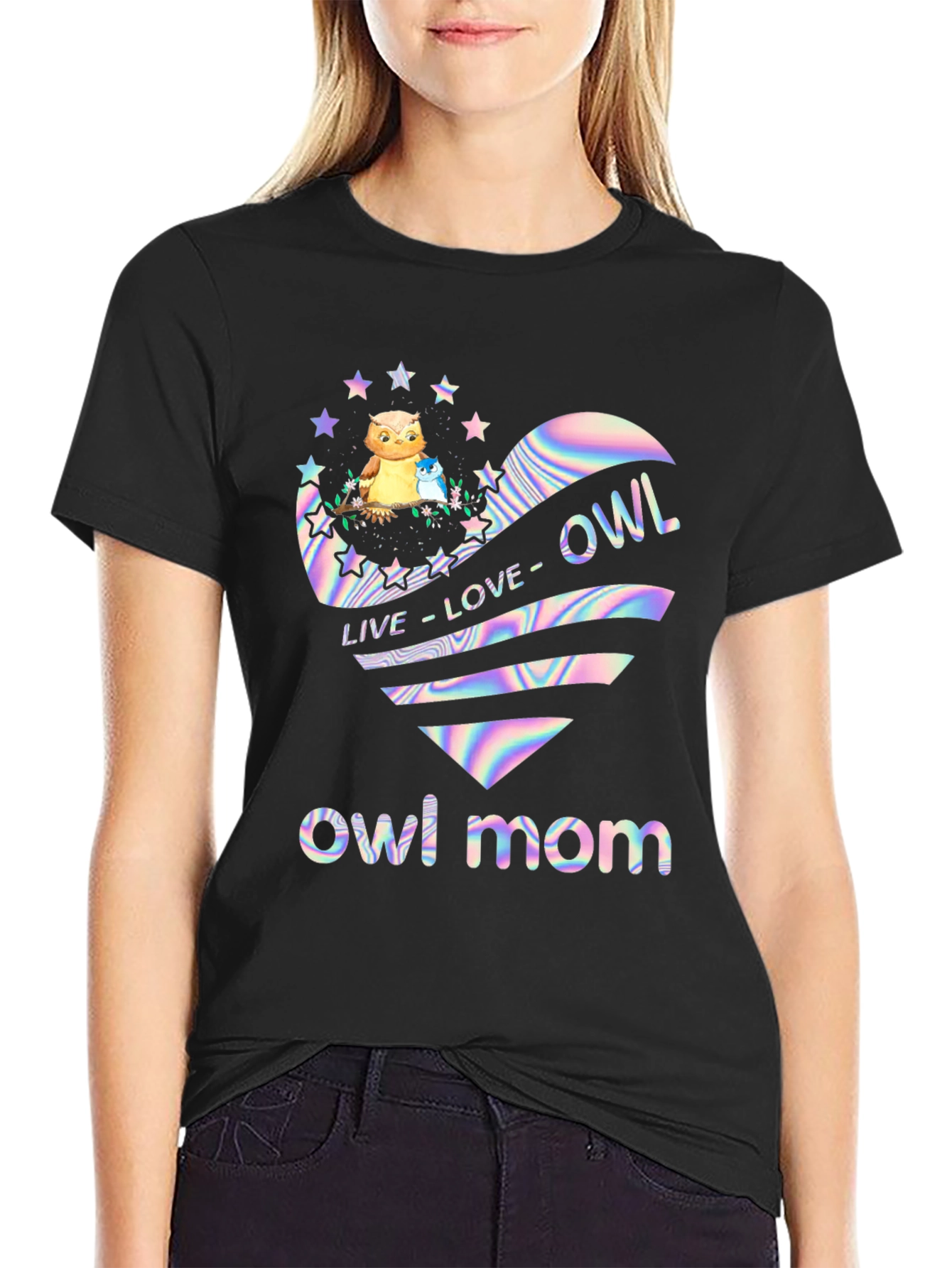 Owl Mom T-Shirt - Live Love Owl Heart Design