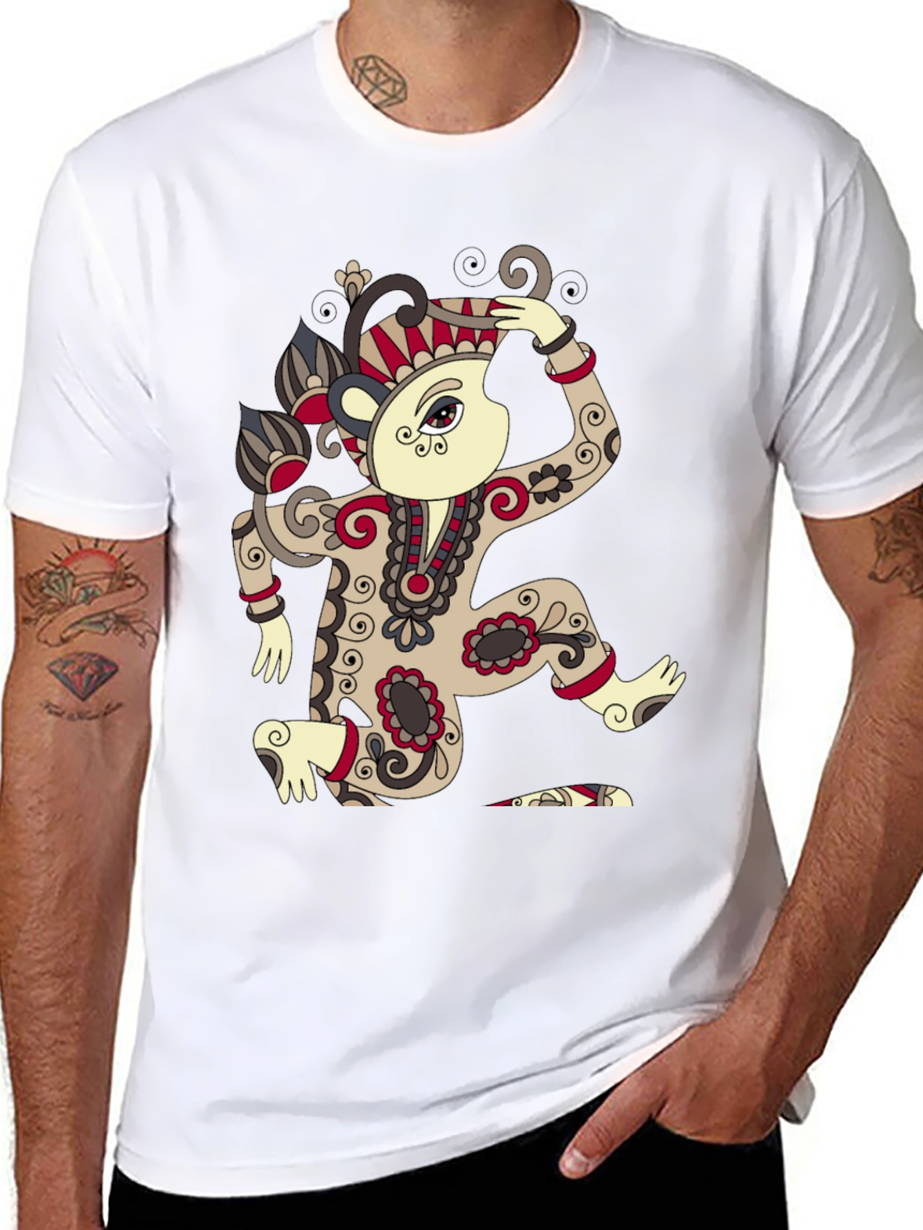 Stylish Black T-Shirt with Unique Artistic Design