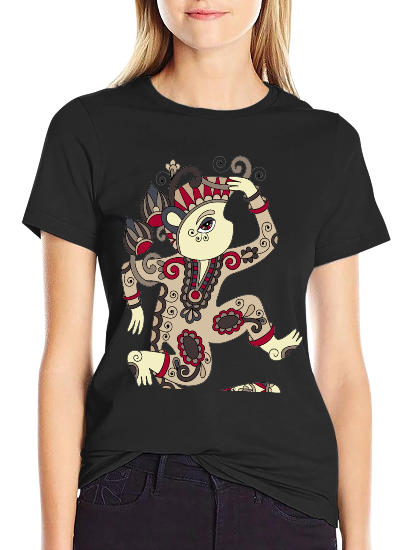 Stylish Black T-Shirt with Unique Artistic Design