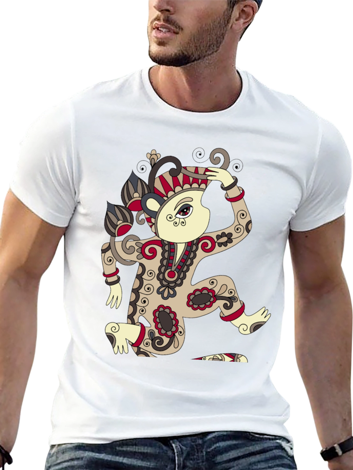 Stylish Black T-Shirt with Unique Artistic Design