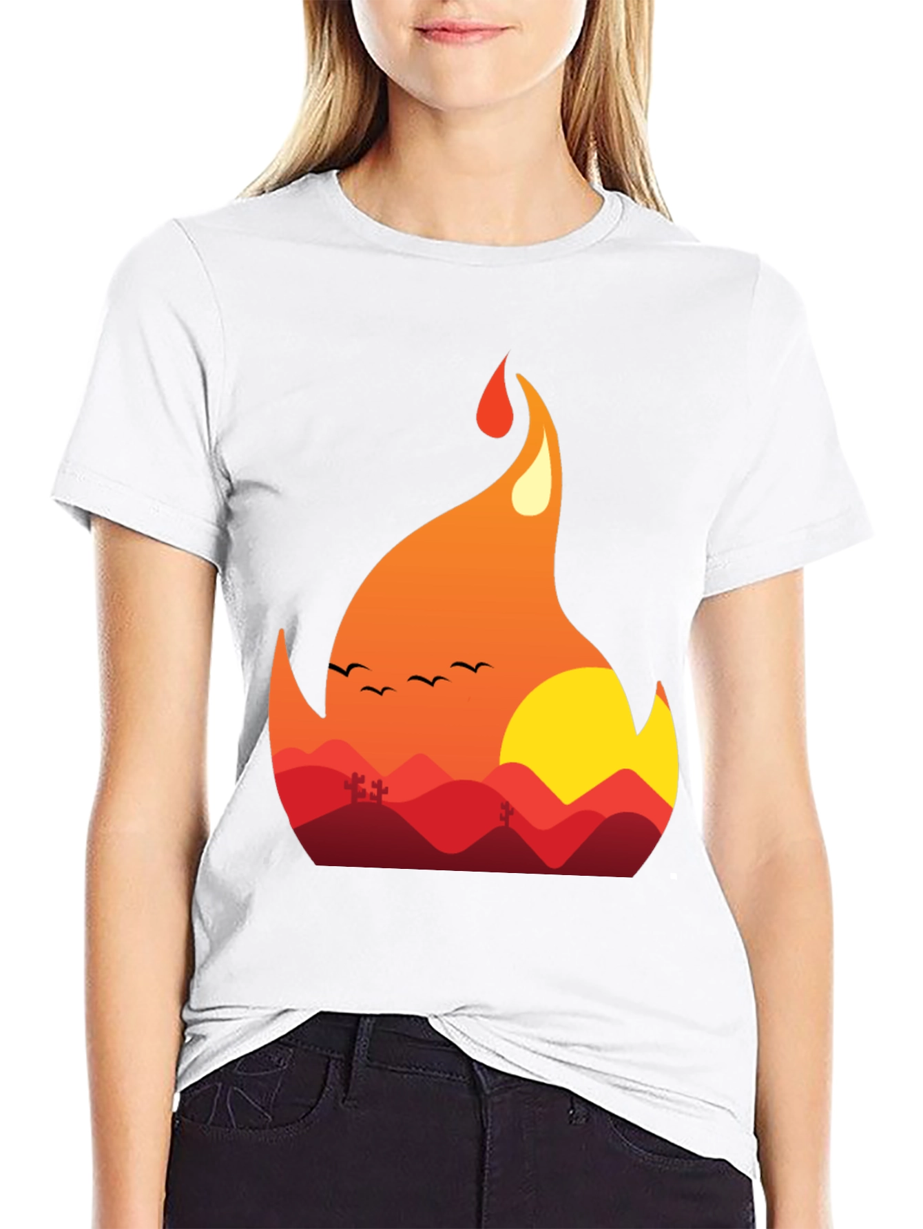 Fiery Sunset Graphic Tee - Unique Nature Design