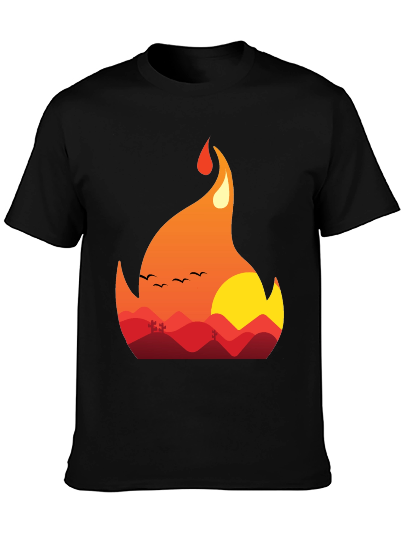 Fiery Sunset Graphic Tee - Unique Nature Design