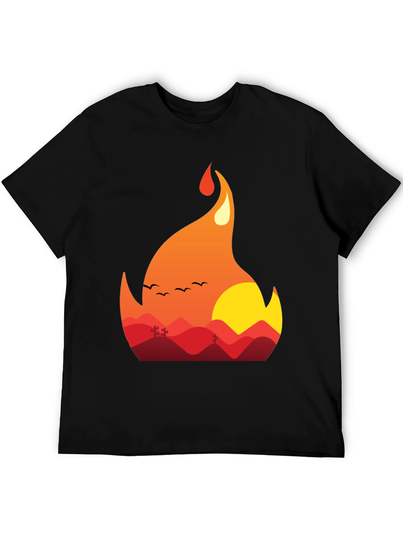 Fiery Sunset Graphic Tee - Unique Nature Design