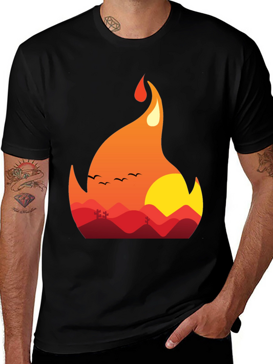 Fiery Sunset Graphic Tee - Unique Nature Design