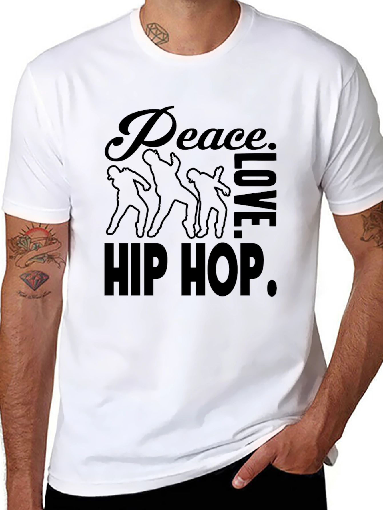 Peace Love Hip Hop T-Shirt Black Graphic Tee