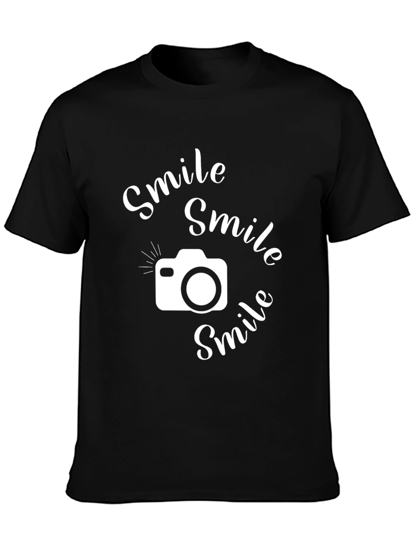 Smile Camera Graphic T-Shirt - Casual Black Tee