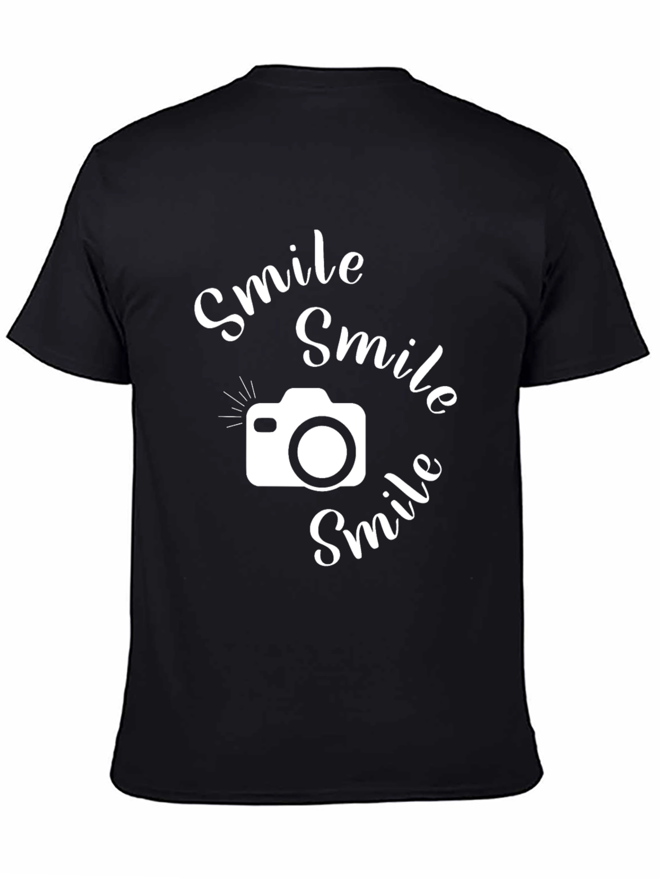 Smile Camera Graphic T-Shirt - Casual Black Tee
