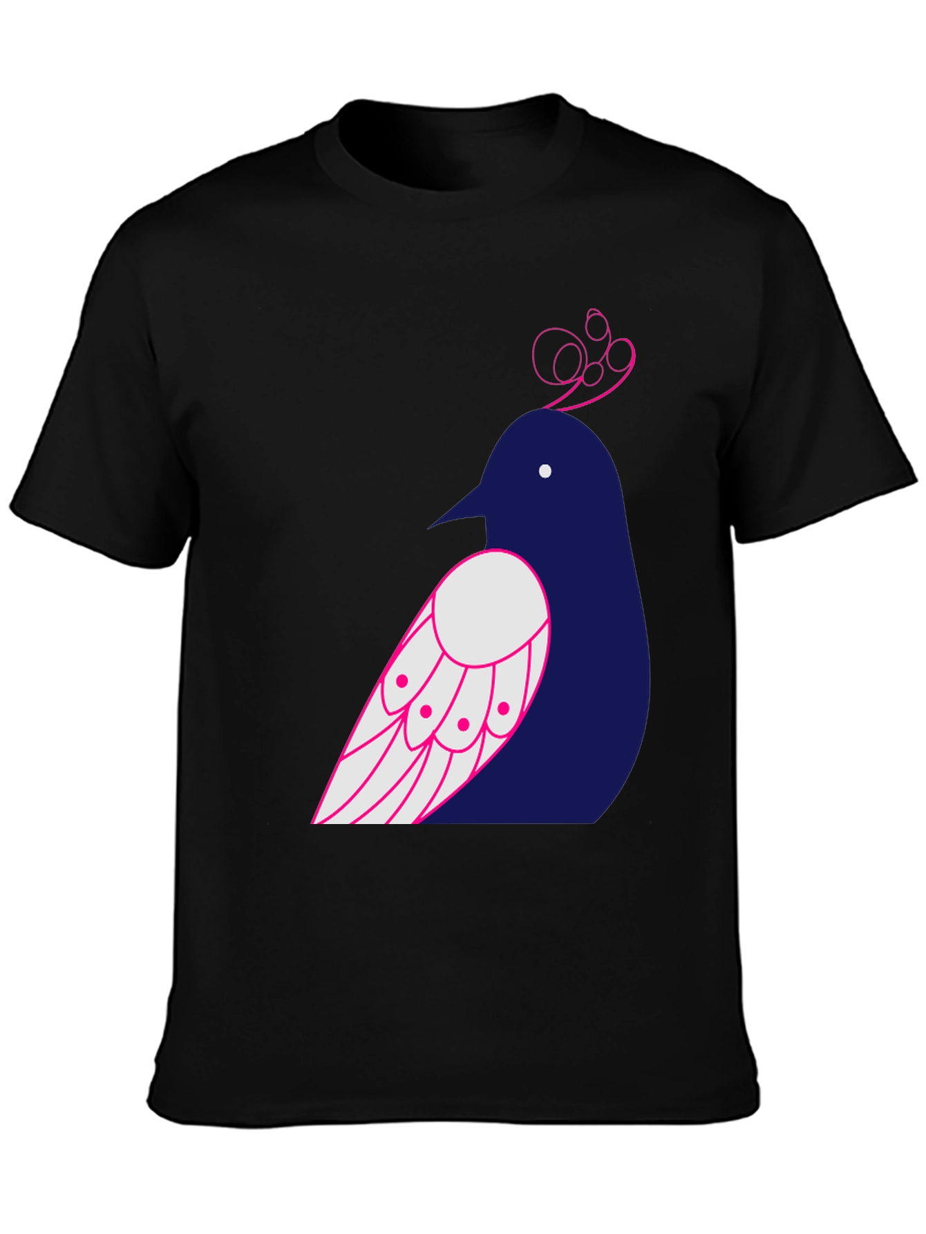 Bird Graphic Print T-Shirt - Black