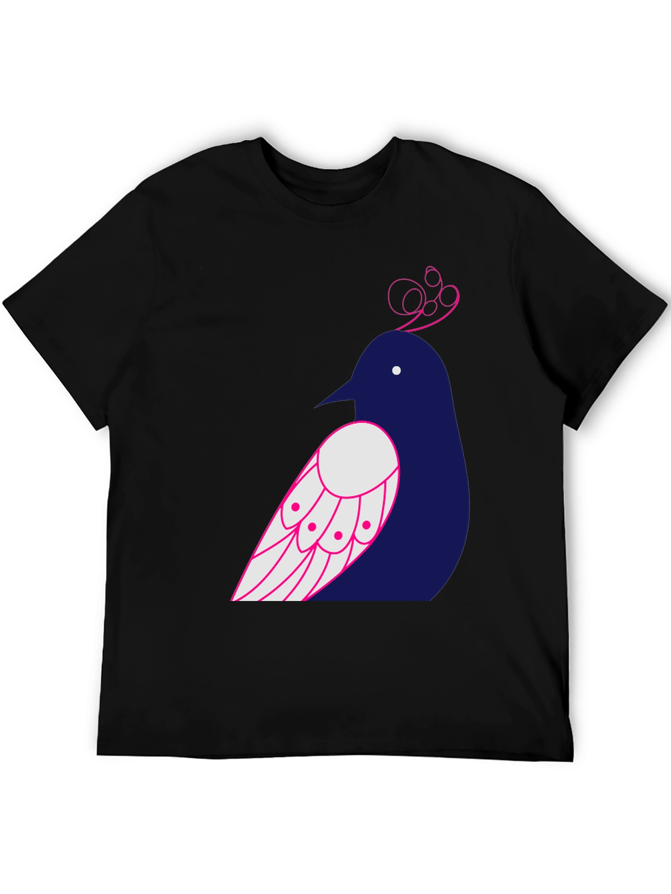Bird Graphic Print T-Shirt - Black