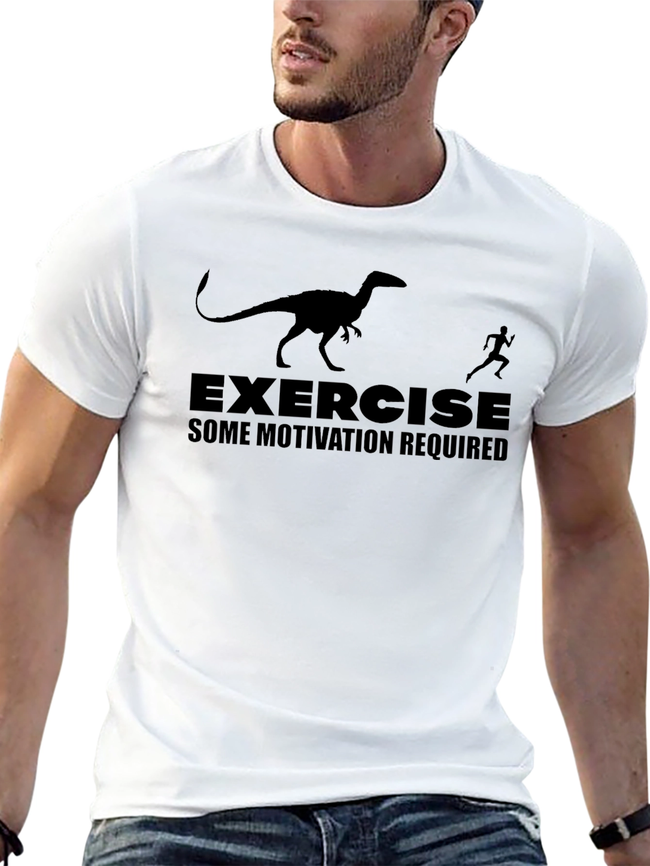 Exercise Motivation T-Shirt - Dinosaur Chasing Runner