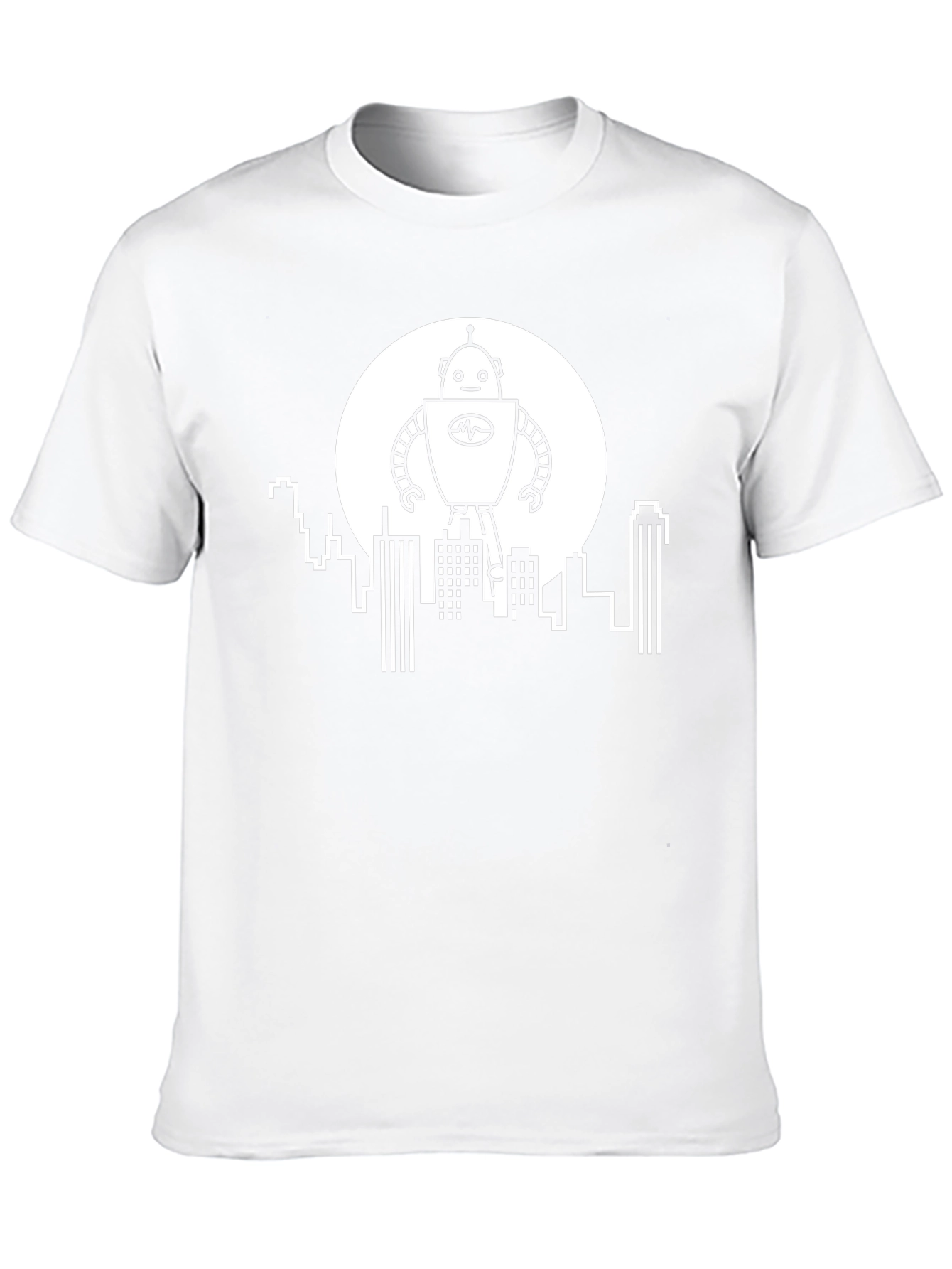 Robot Cityscape Graphic Tee - Black