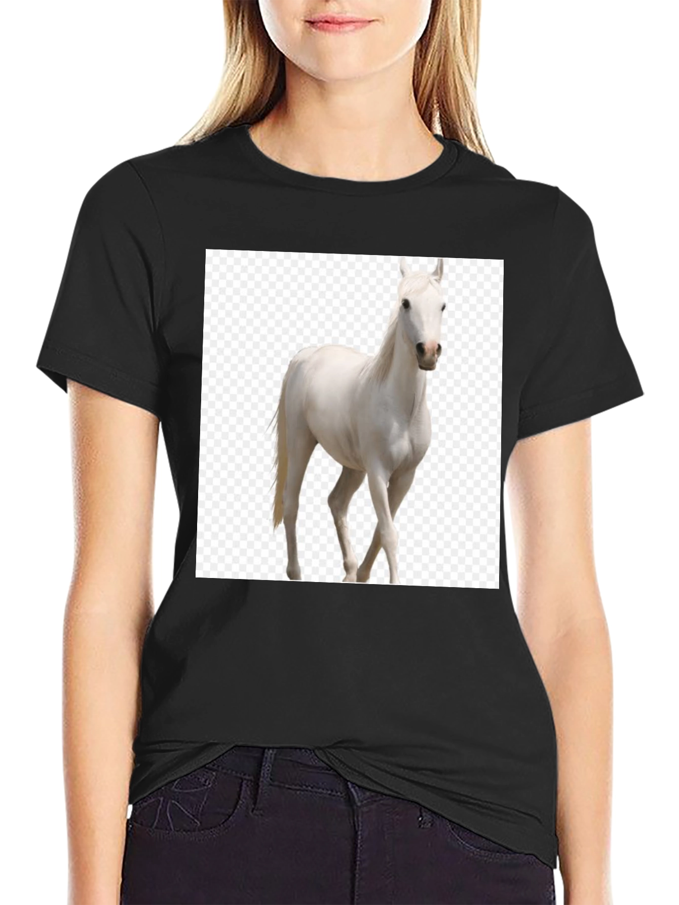 Black Horse Graphic Tee - Equestrian Style T-Shirt
