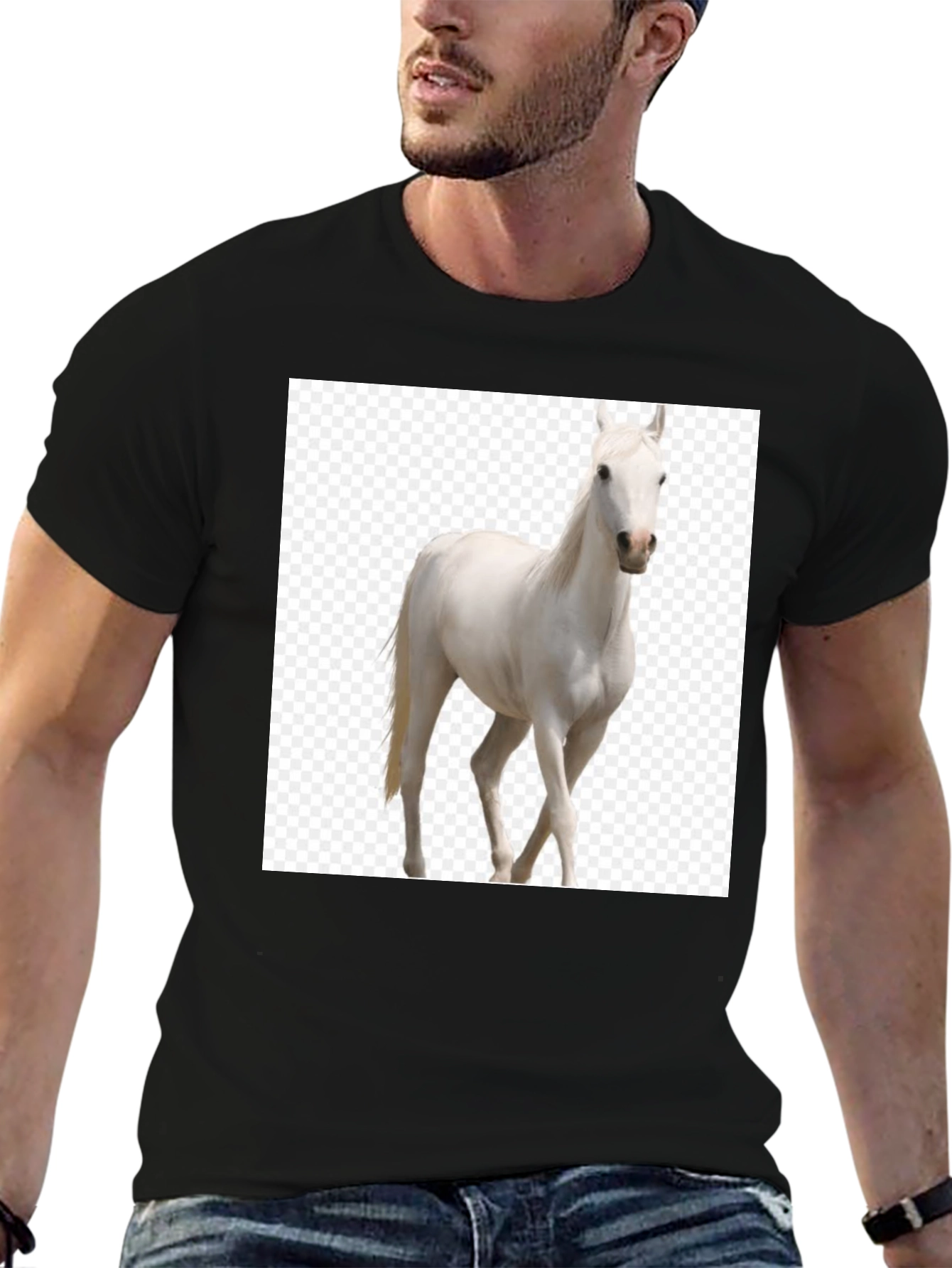 Black Horse Graphic Tee - Equestrian Style T-Shirt