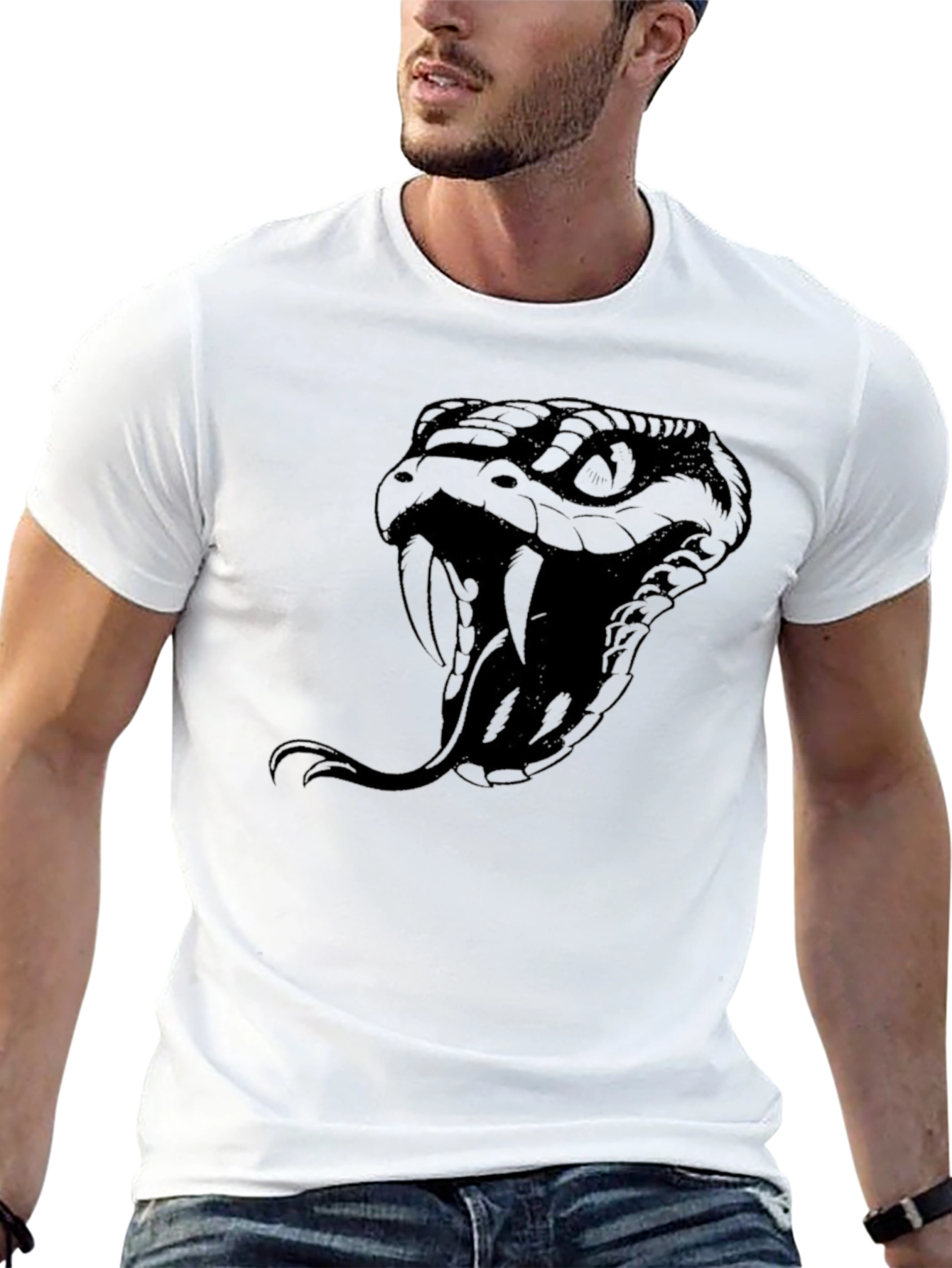 Mens Black Snake Graphic T-Shirt
