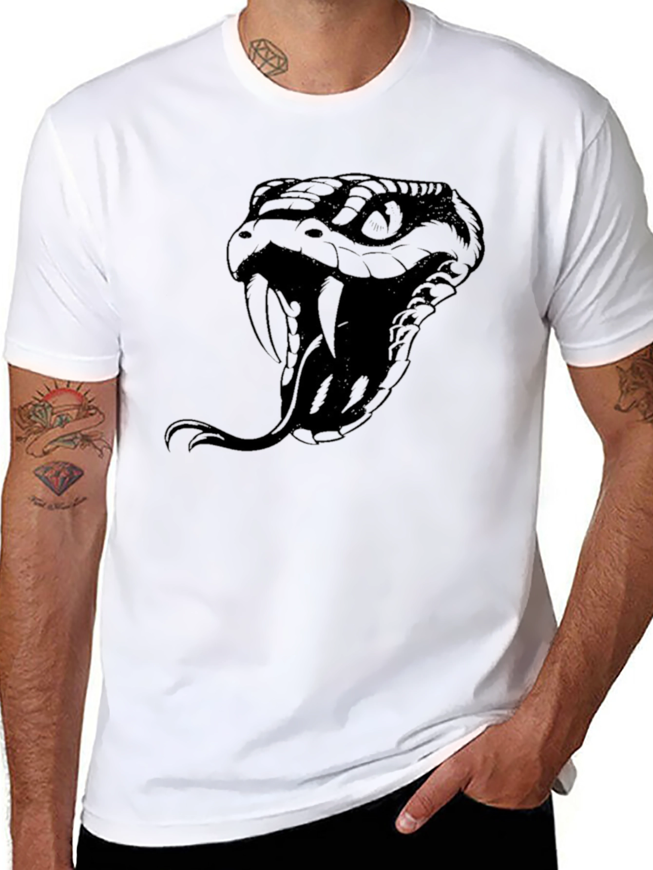 Mens Black Snake Graphic T-Shirt