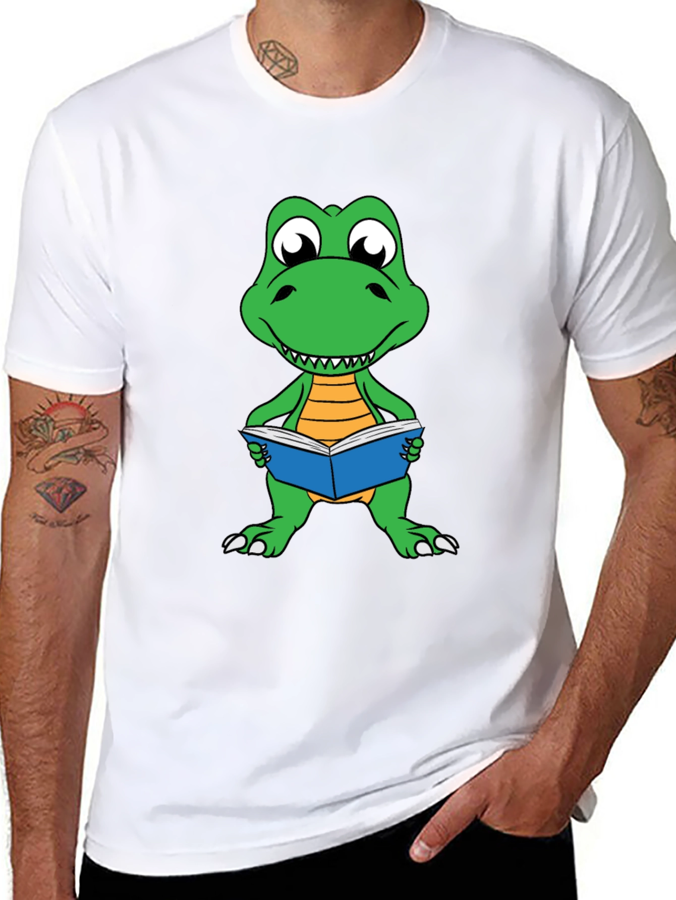 Dinosaur Reading Book Graphic Tee