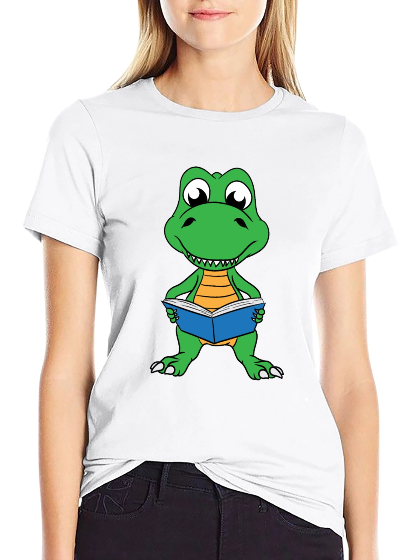 Dinosaur Reading Book Graphic Tee