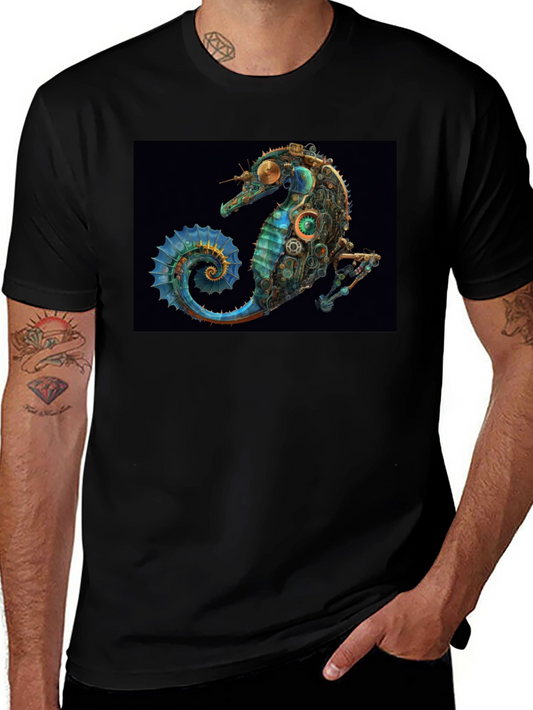 Steampunk Seahorse Graphic T-Shirt