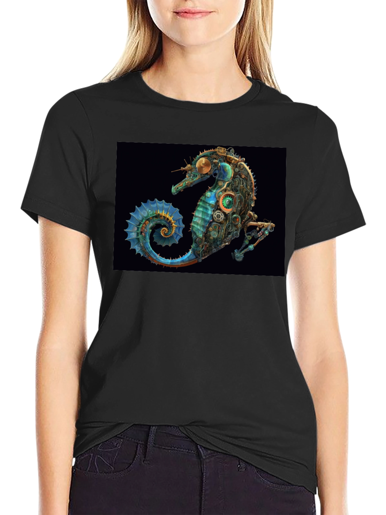Steampunk Seahorse Graphic T-Shirt