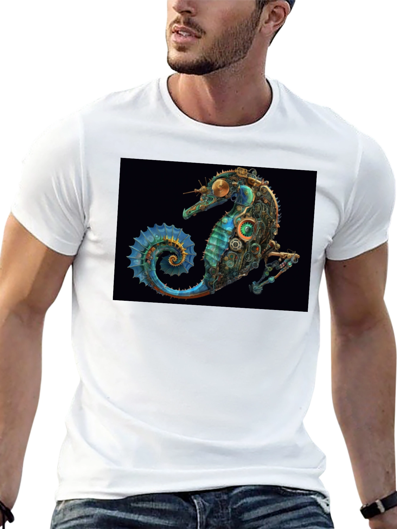 Steampunk Seahorse Graphic T-Shirt