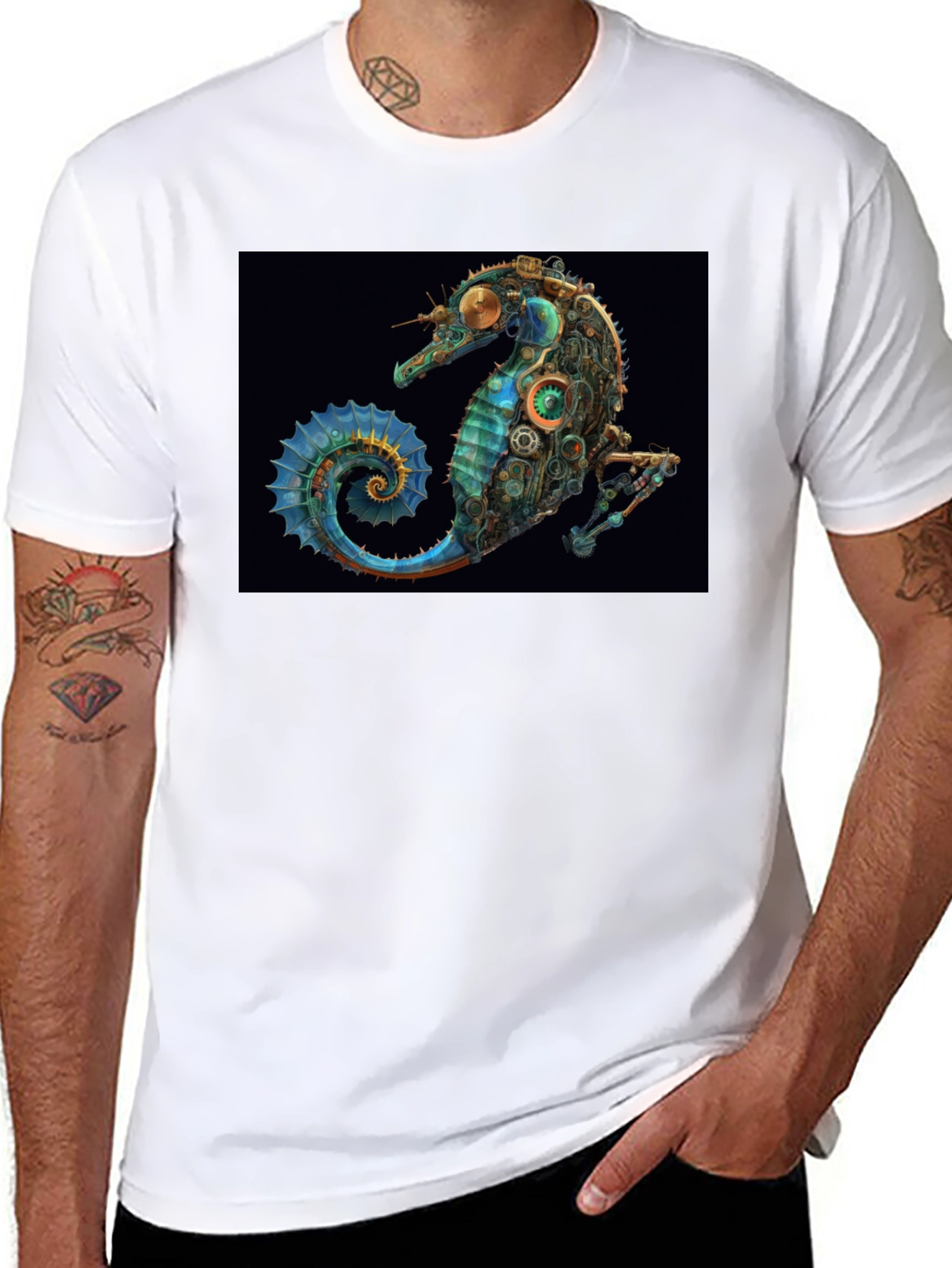 Steampunk Seahorse Graphic T-Shirt