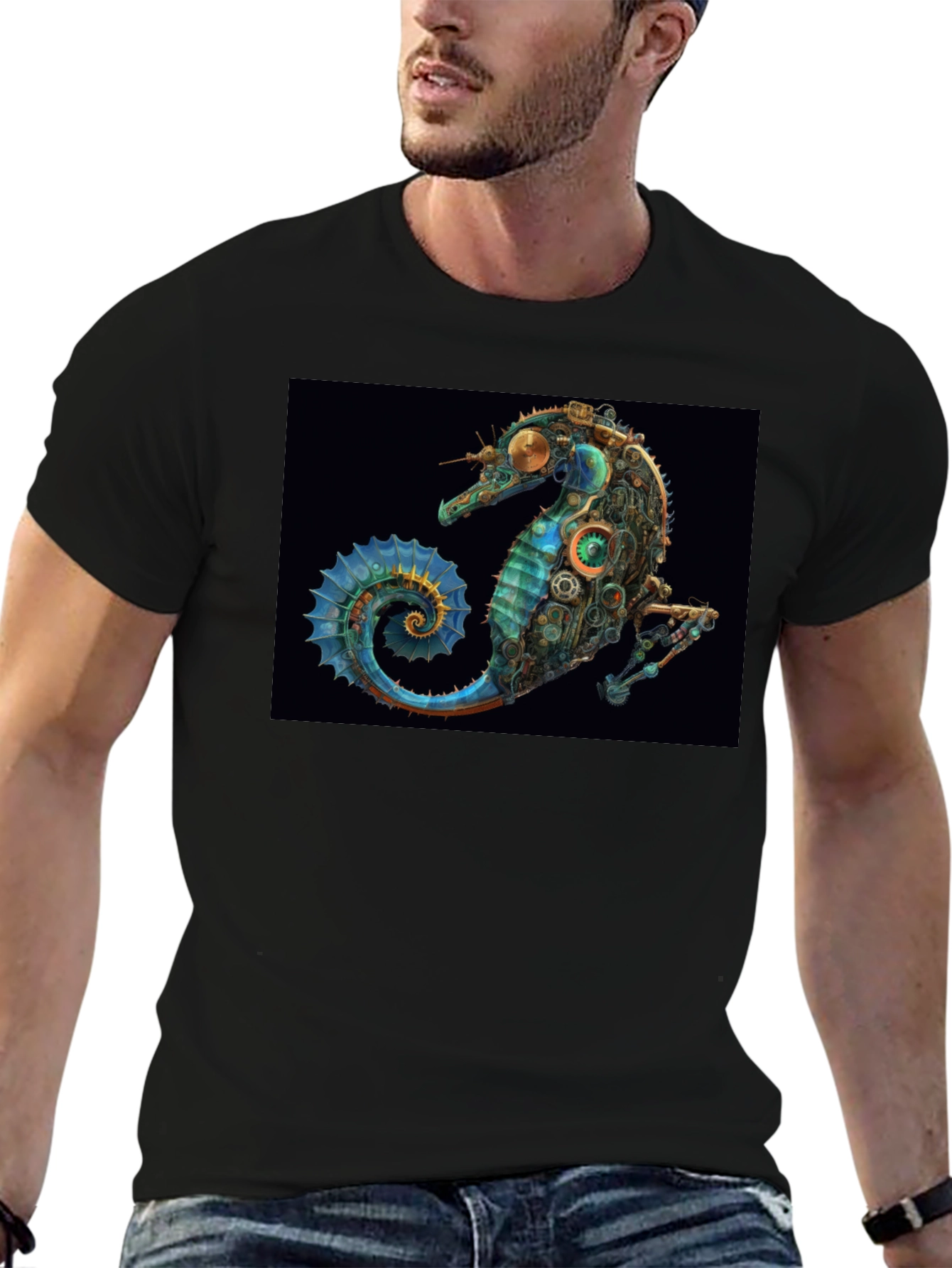 Steampunk Seahorse Graphic T-Shirt