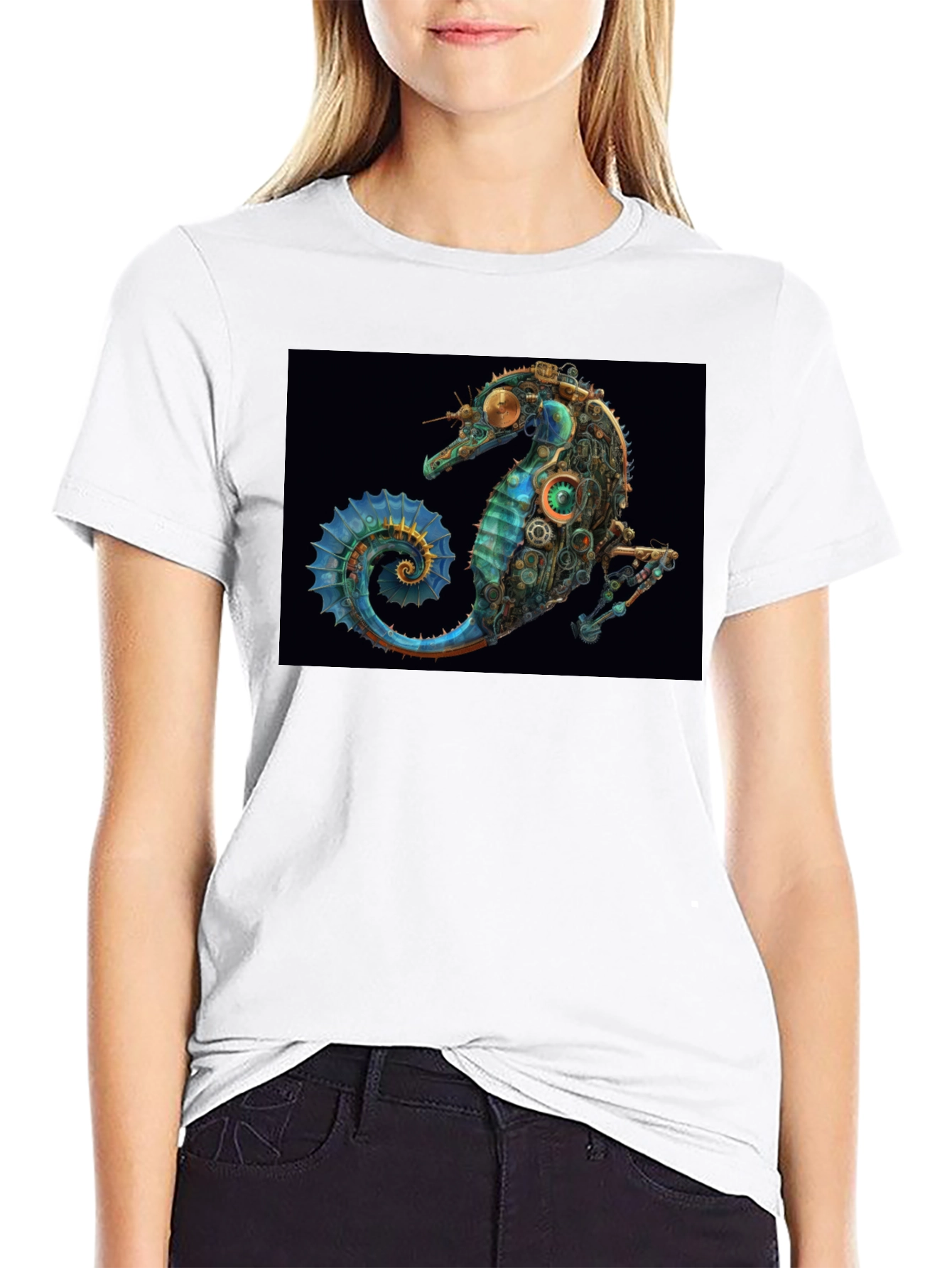 Steampunk Seahorse Graphic T-Shirt