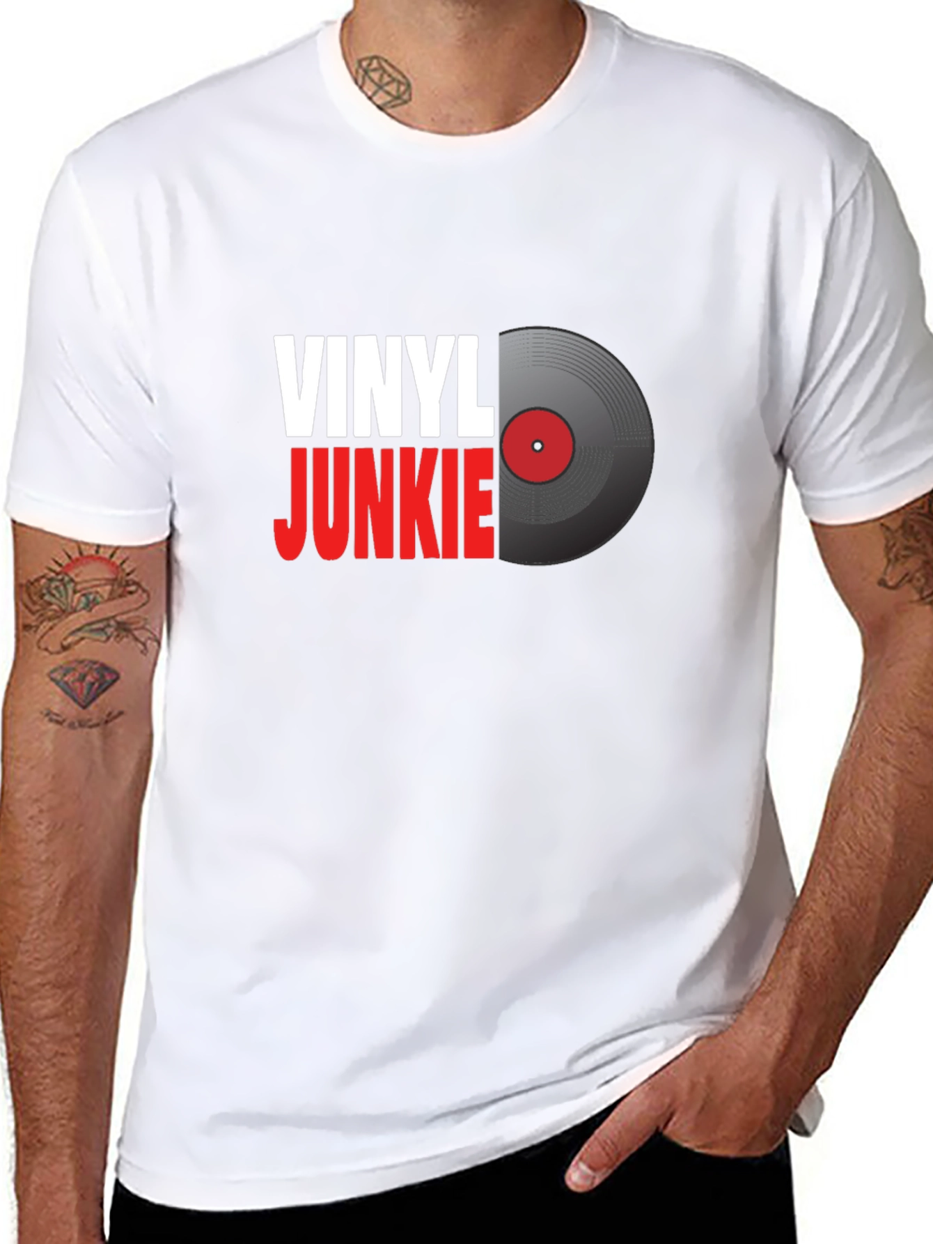 Vinyl Junkie Graphic T-Shirt - Music Lover Tee