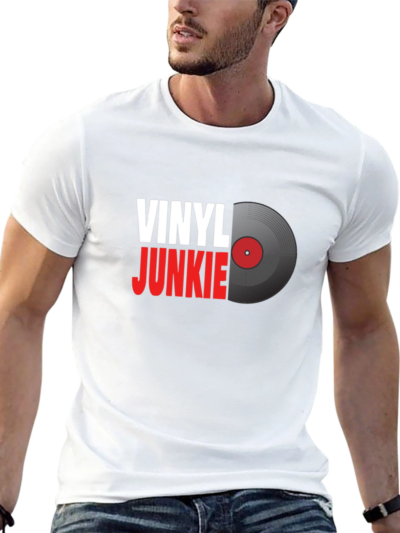 Vinyl Junkie Graphic T-Shirt - Music Lover Tee