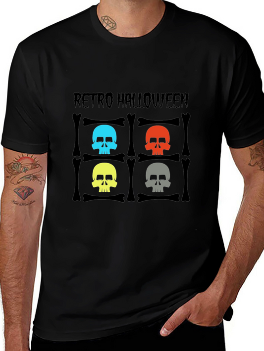 Retro Halloween Skull Graphic Tee