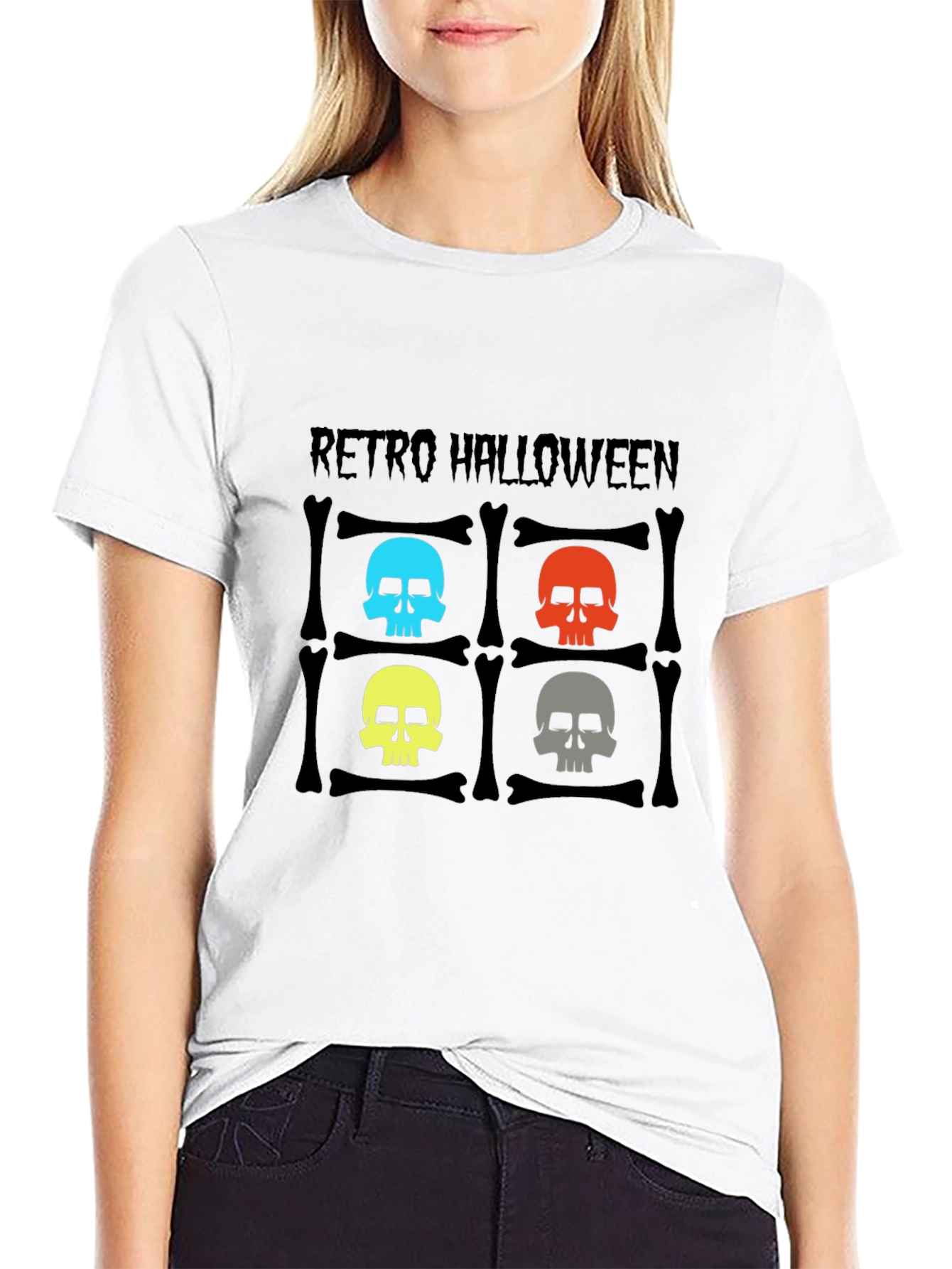 Retro Halloween Skull Graphic Tee