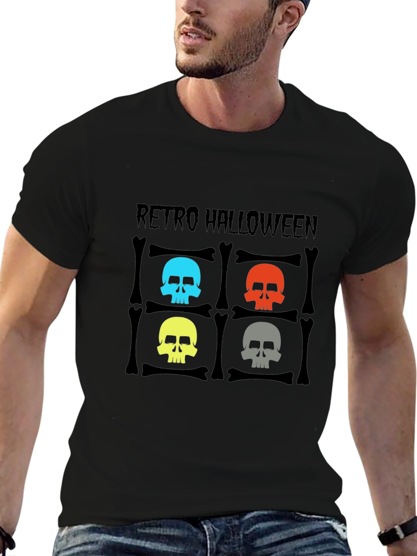 Retro Halloween Skull Graphic Tee
