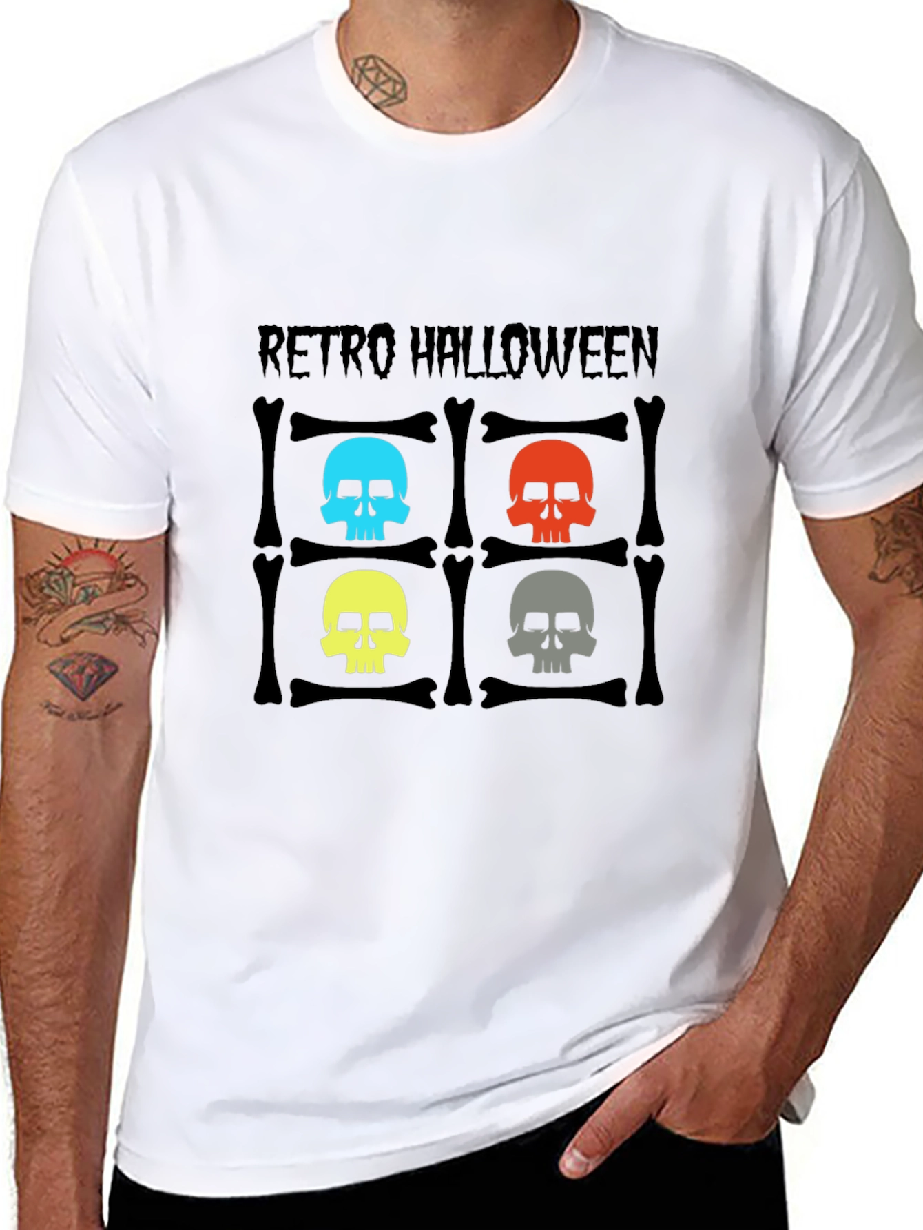 Retro Halloween Skull Graphic Tee