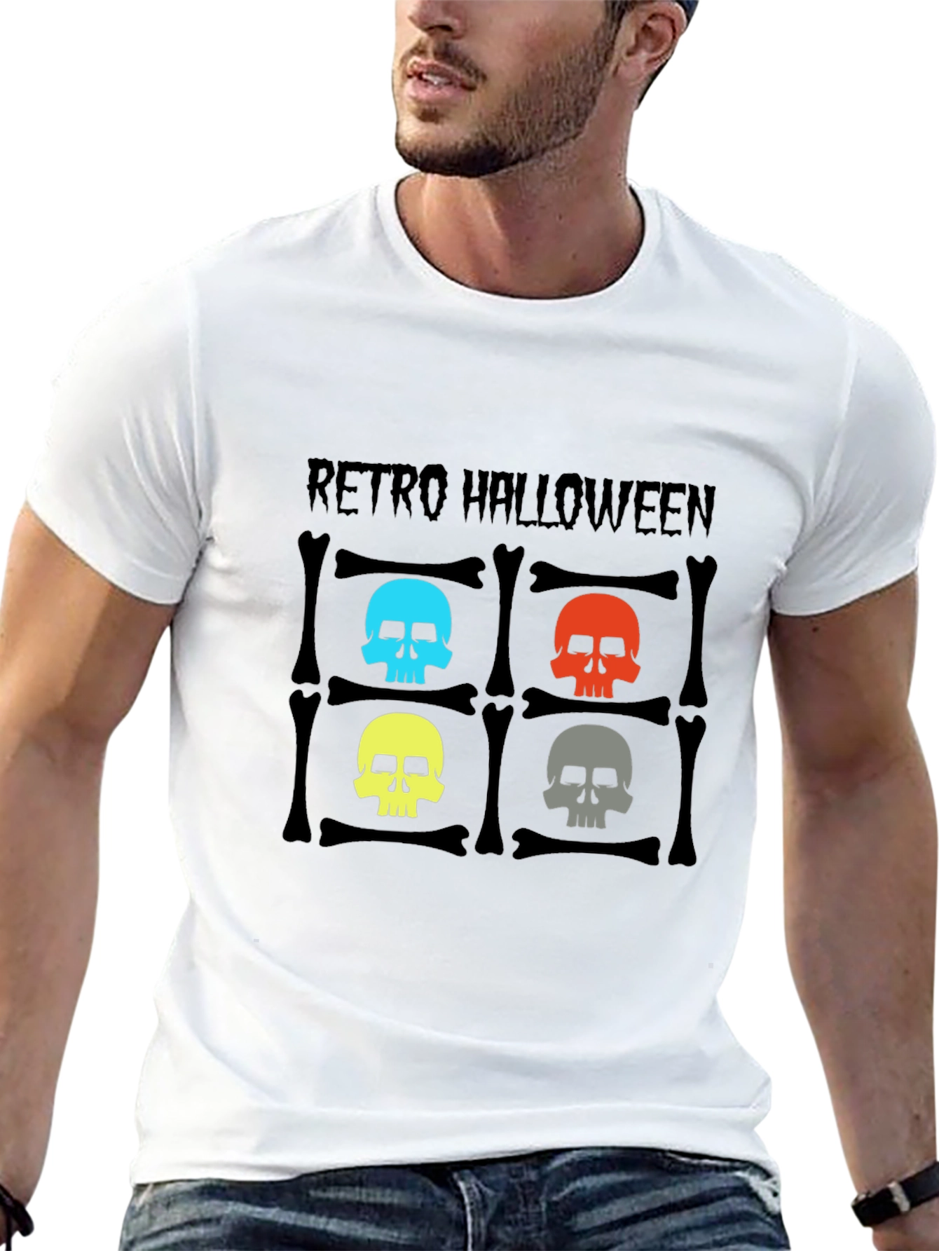 Retro Halloween Skull Graphic Tee