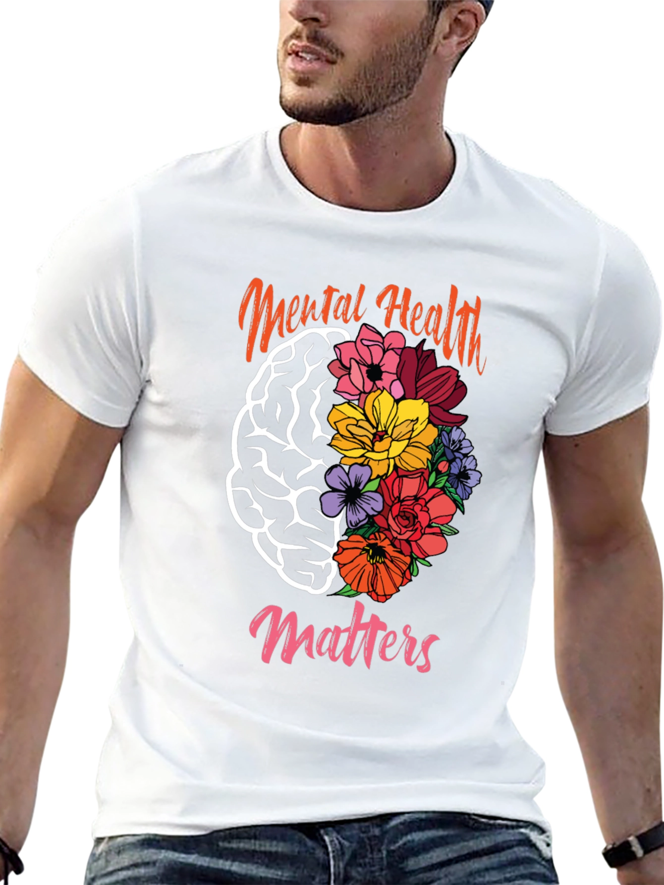 Mental Health Matters Floral Brain Graphic Tee