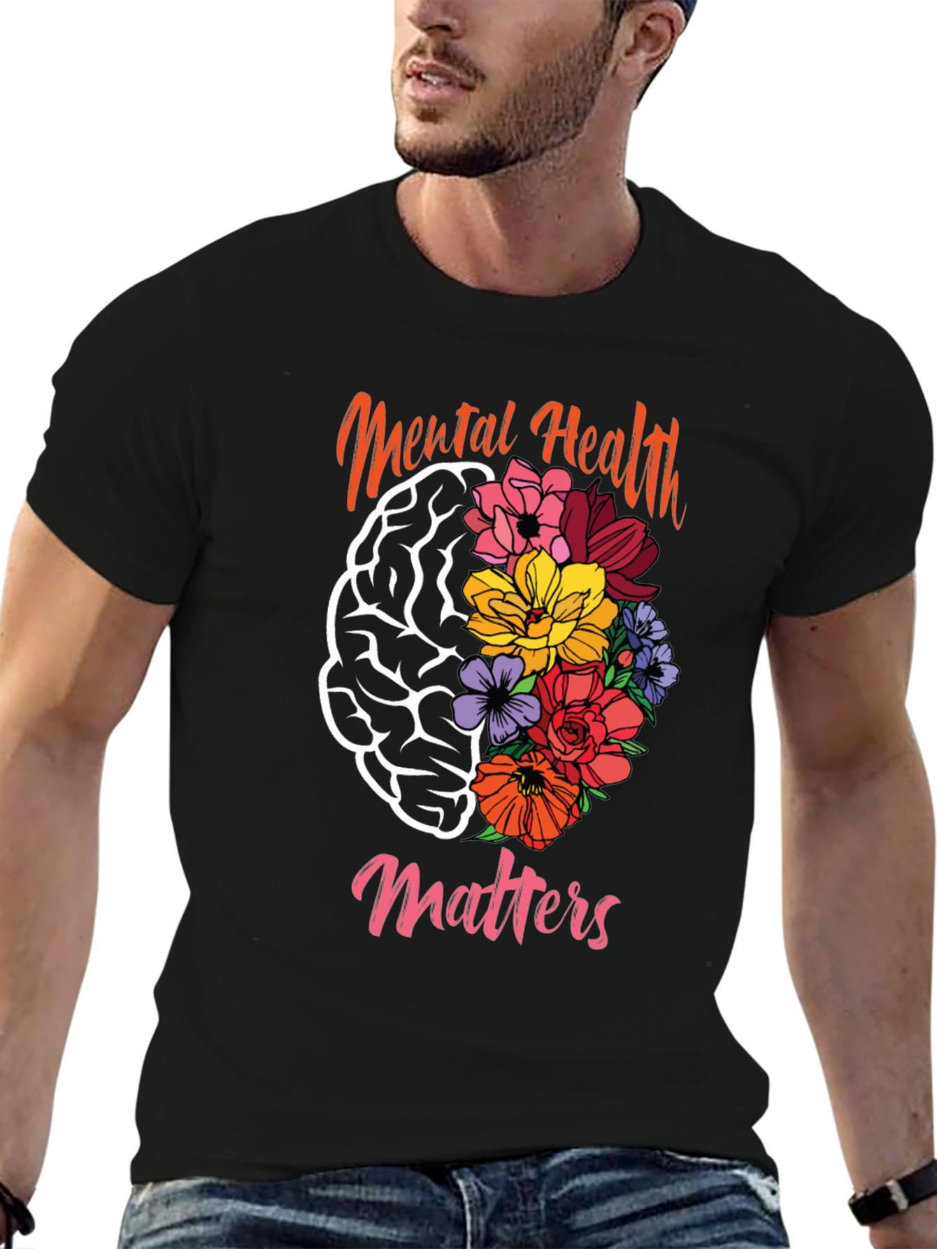 Mental Health Matters Floral Brain Graphic Tee