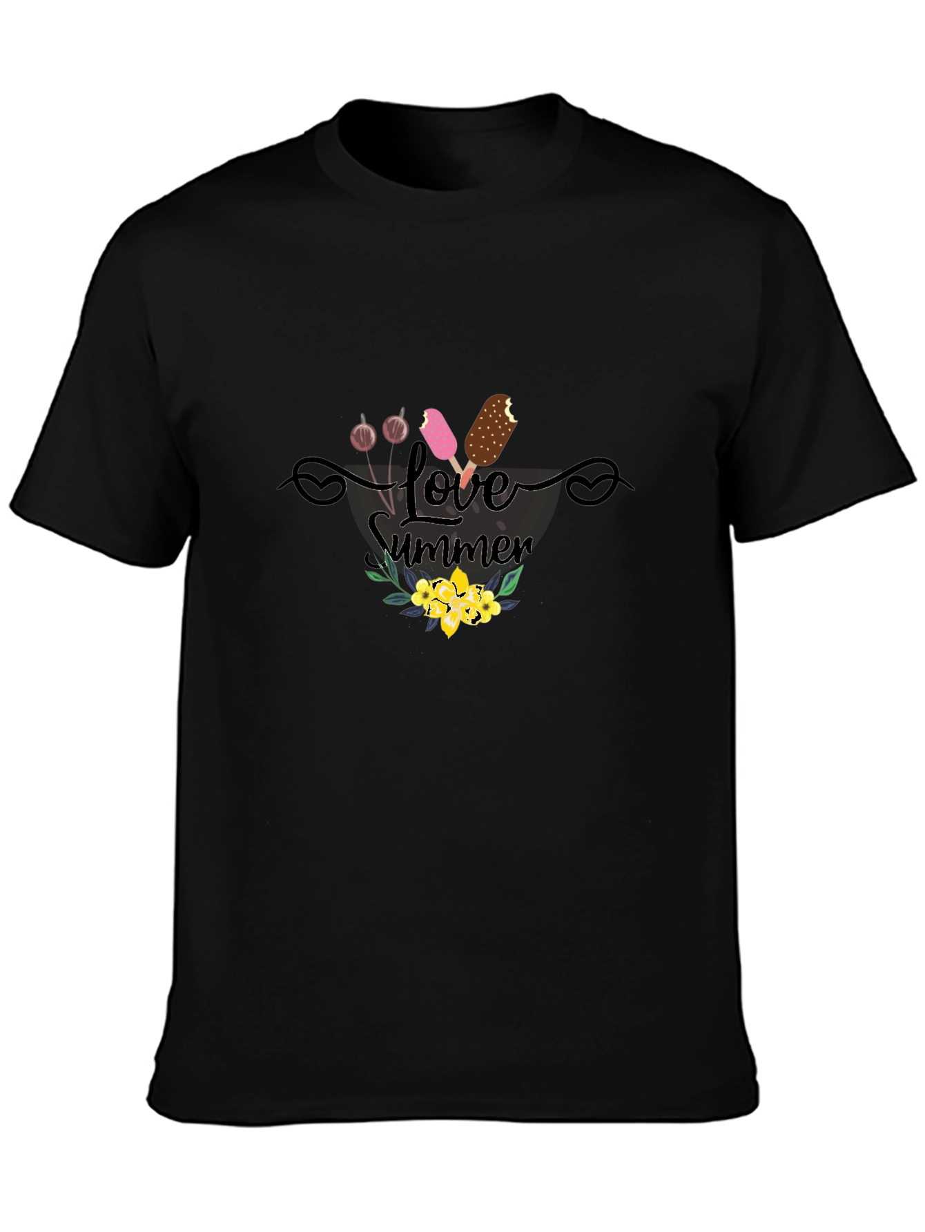 Love Summer Graphic Tee - Black Unisex T-Shirt