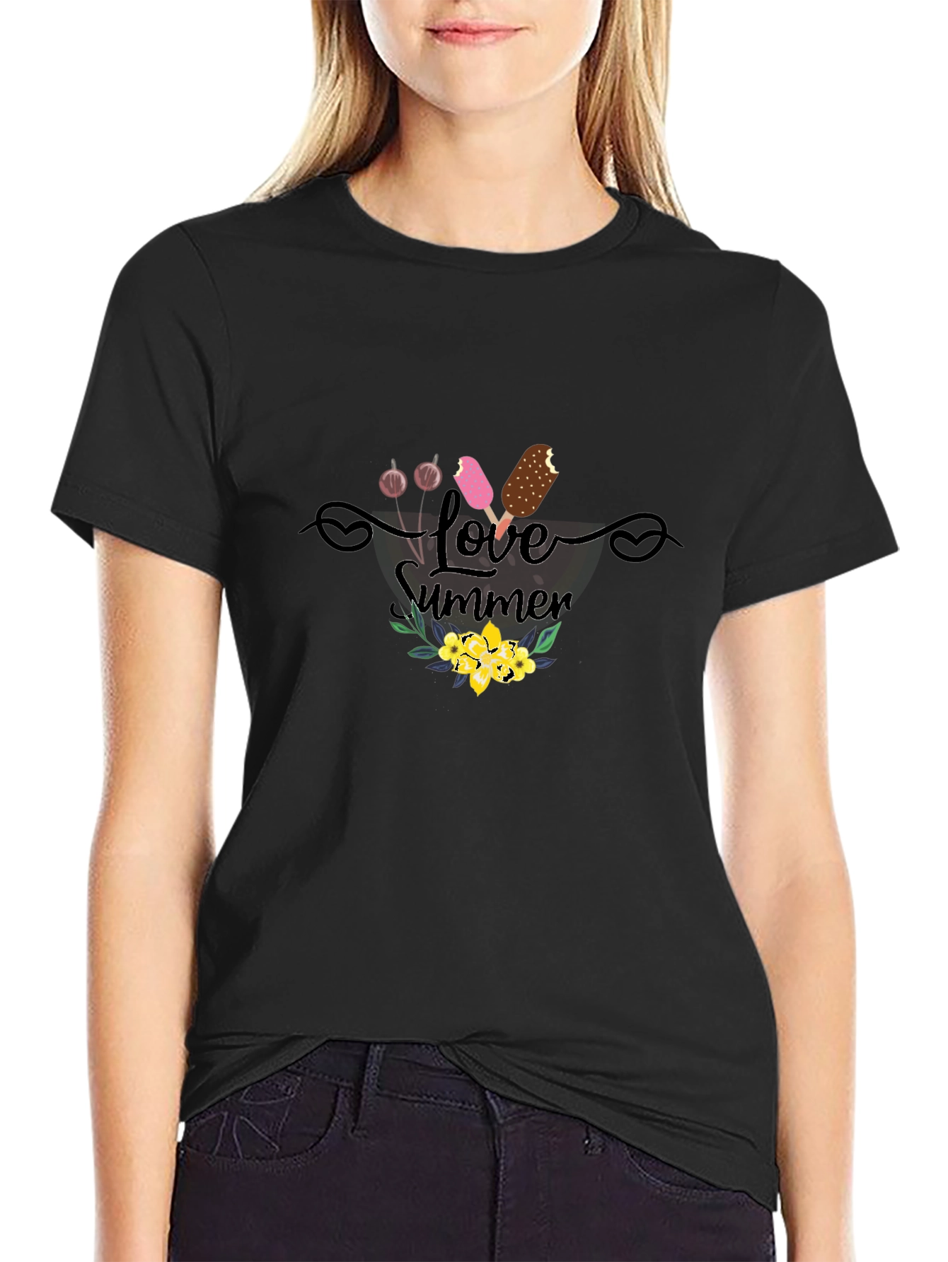 Love Summer Graphic Tee - Black Unisex T-Shirt
