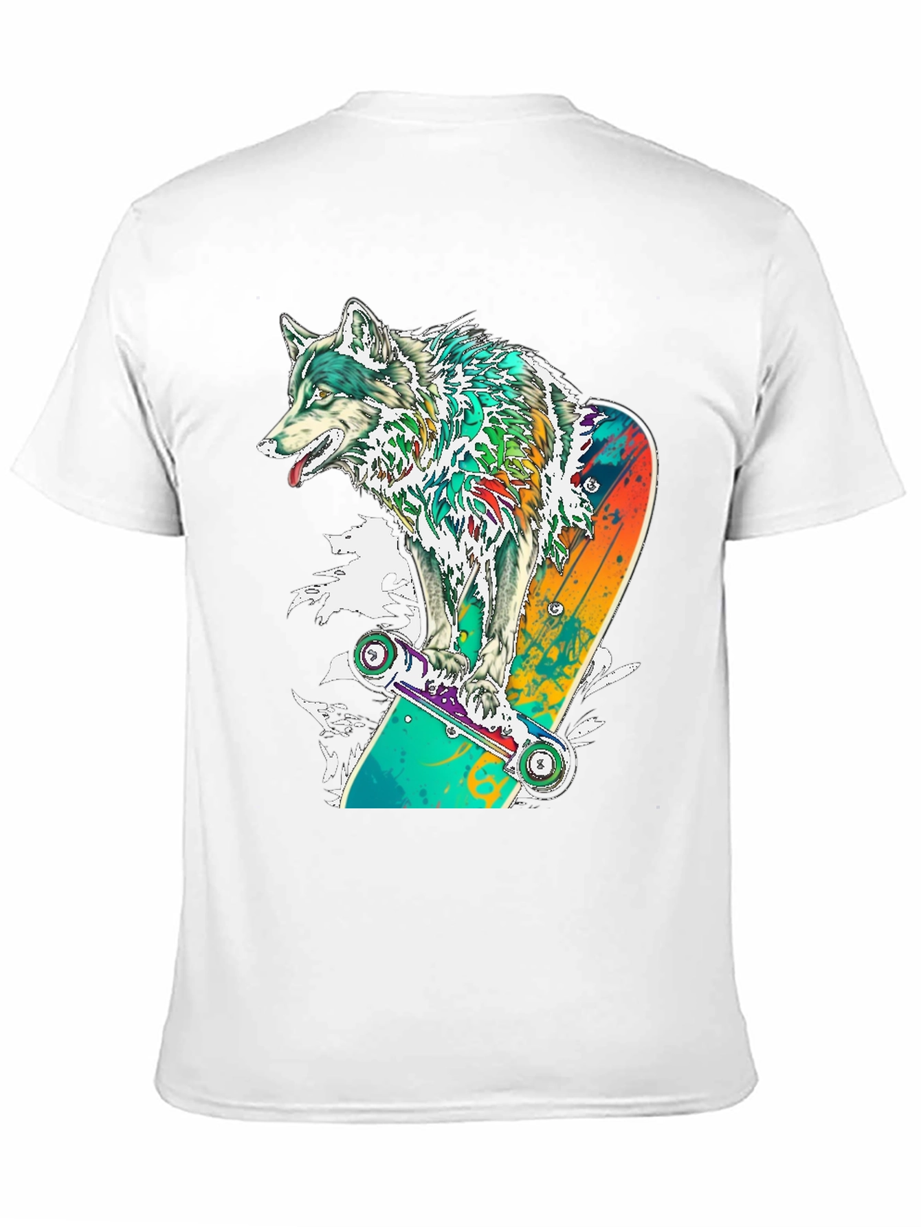 Wolf Skateboard Graphic T-Shirt - Cool Animal Tee