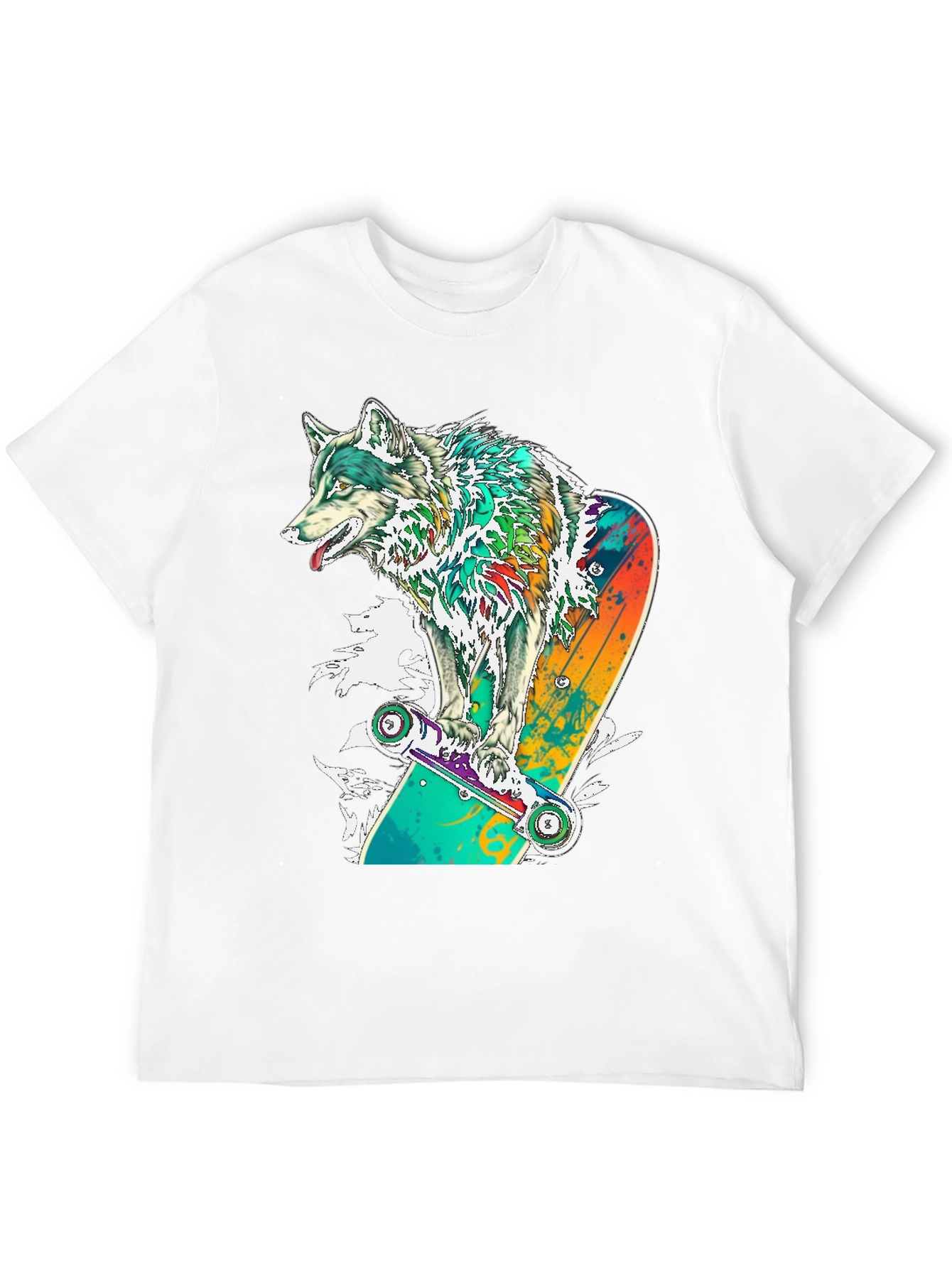 Wolf Skateboard Graphic T-Shirt - Cool Animal Tee
