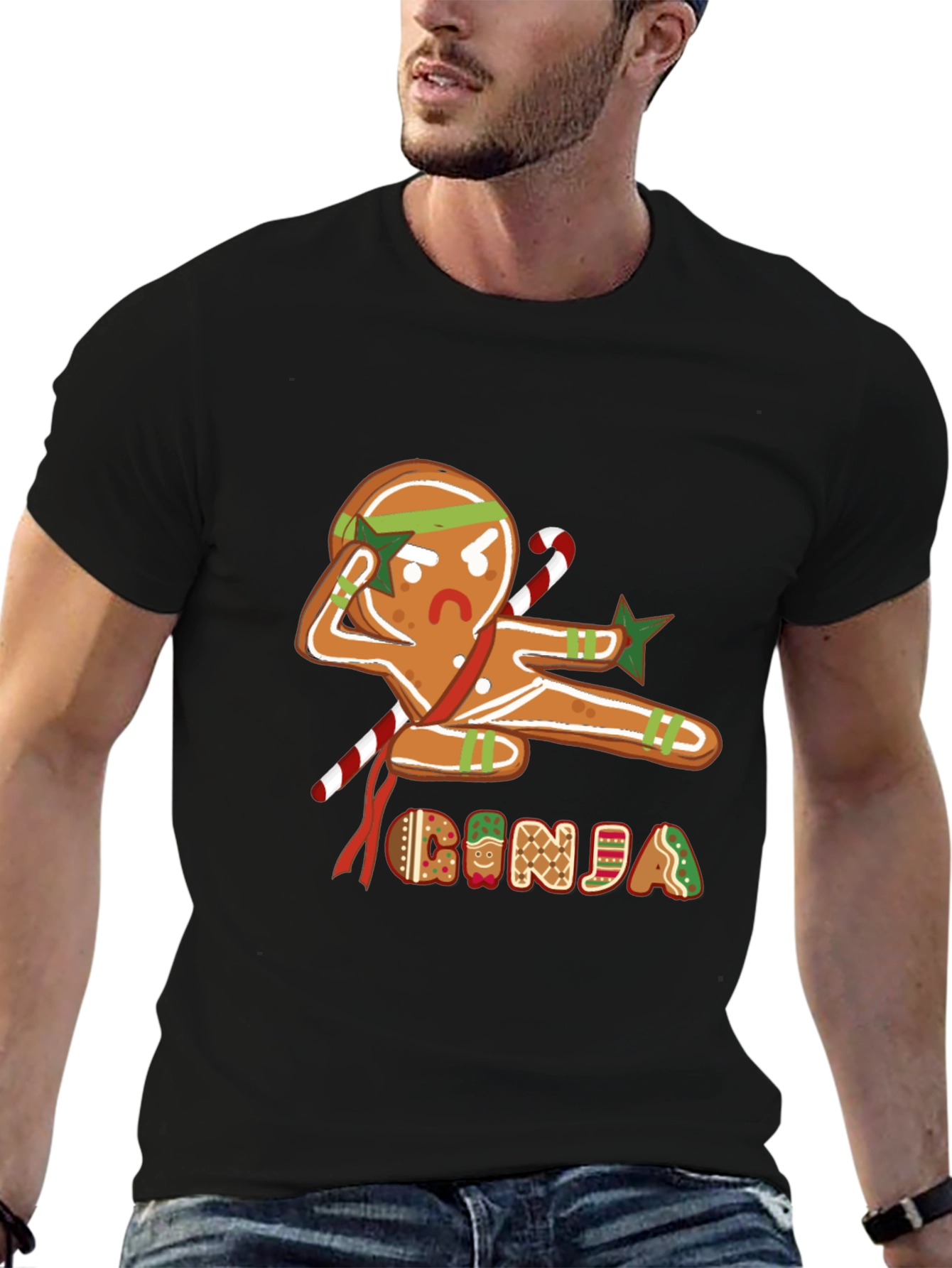 Gingerbread Ninja Graphic T-Shirt - Holiday Fun