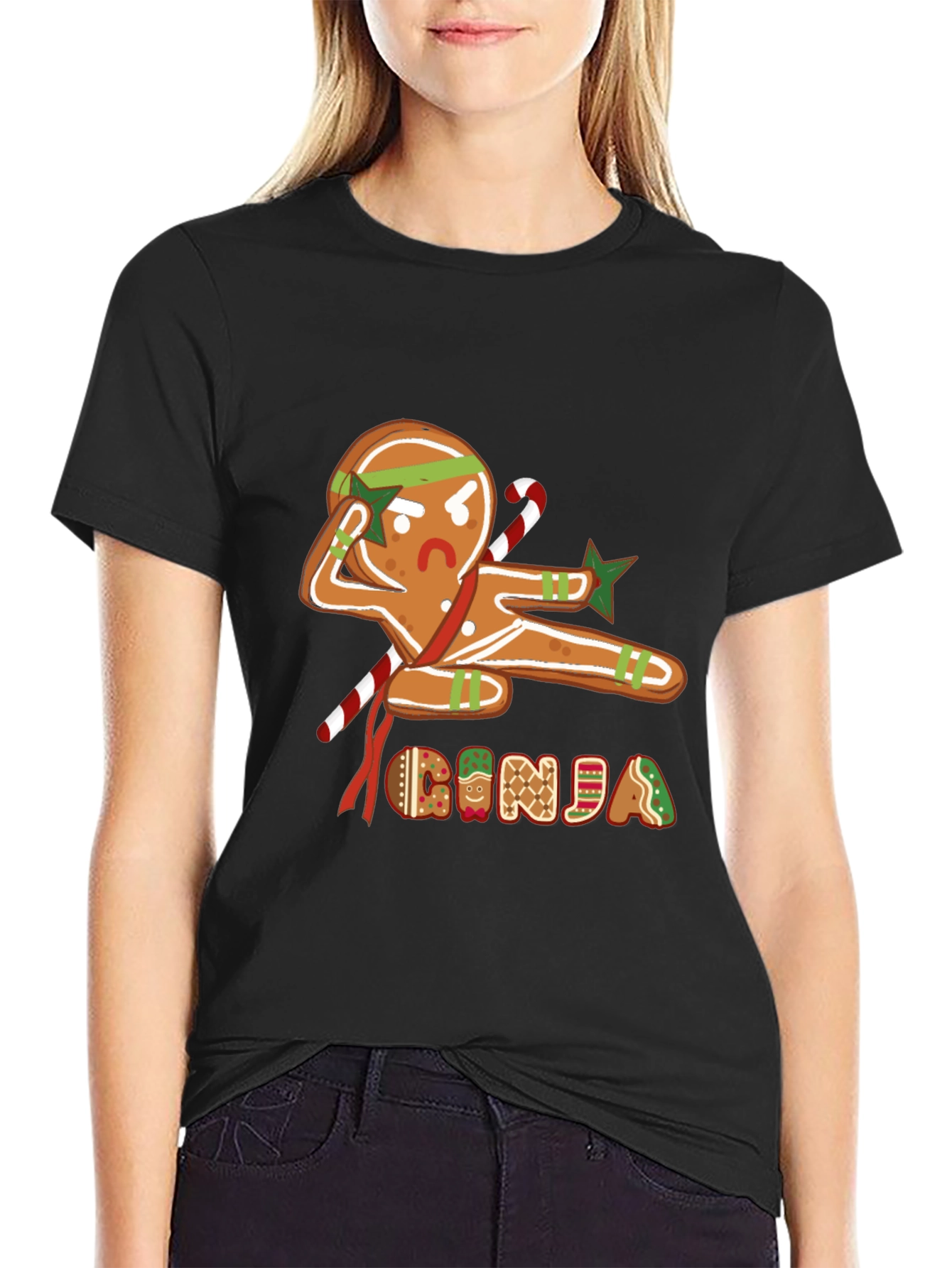 Gingerbread Ninja Graphic T-Shirt - Holiday Fun
