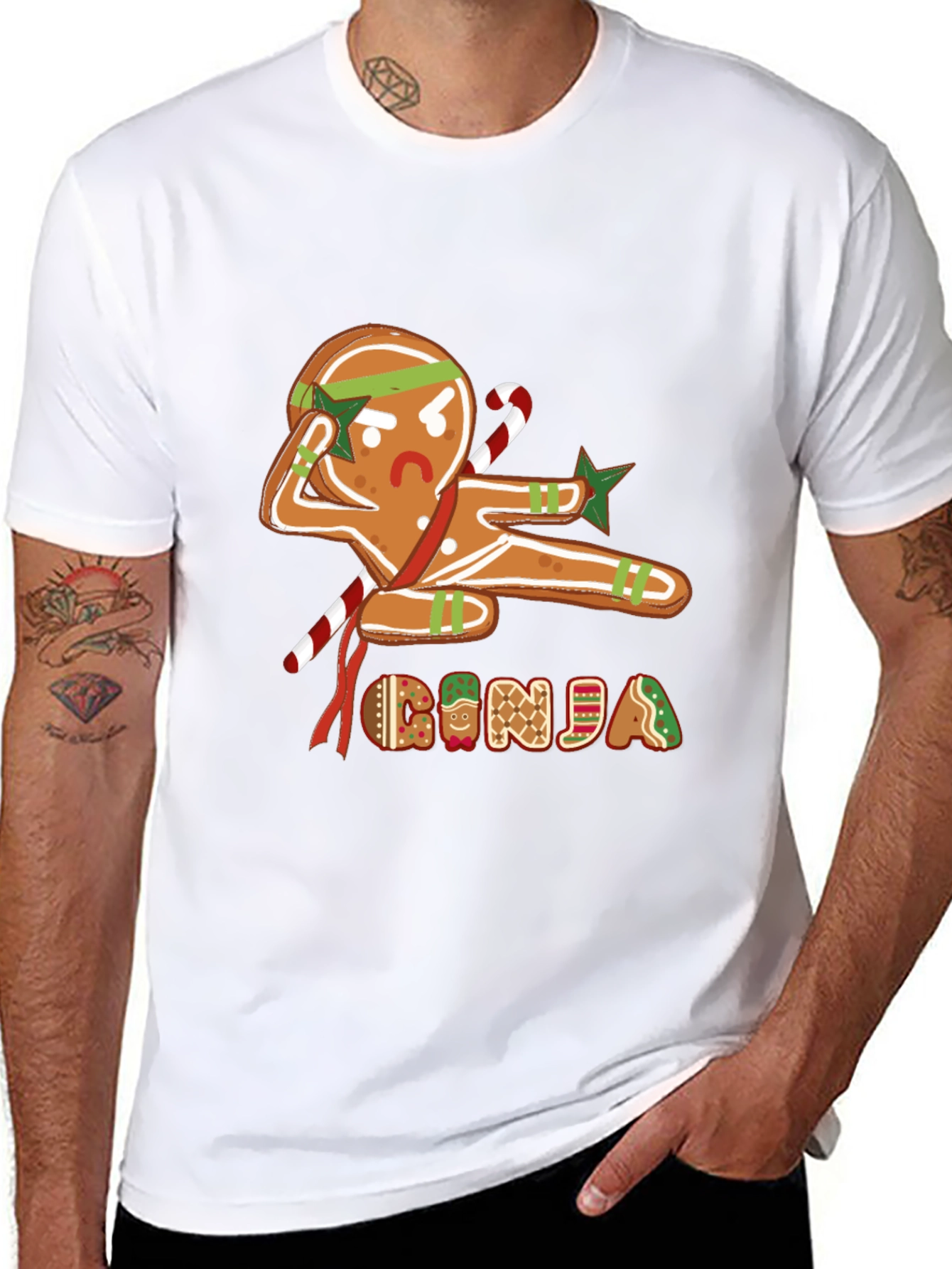 Gingerbread Ninja Graphic T-Shirt - Holiday Fun