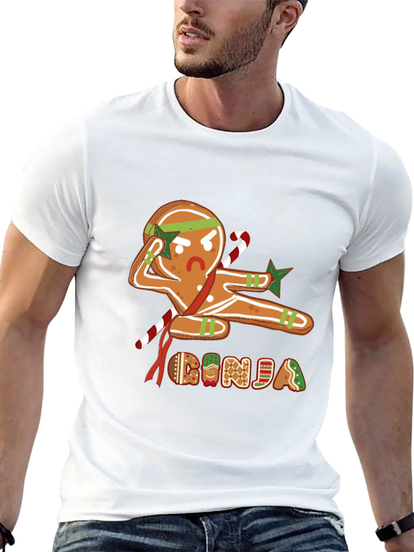 Gingerbread Ninja Graphic T-Shirt - Holiday Fun