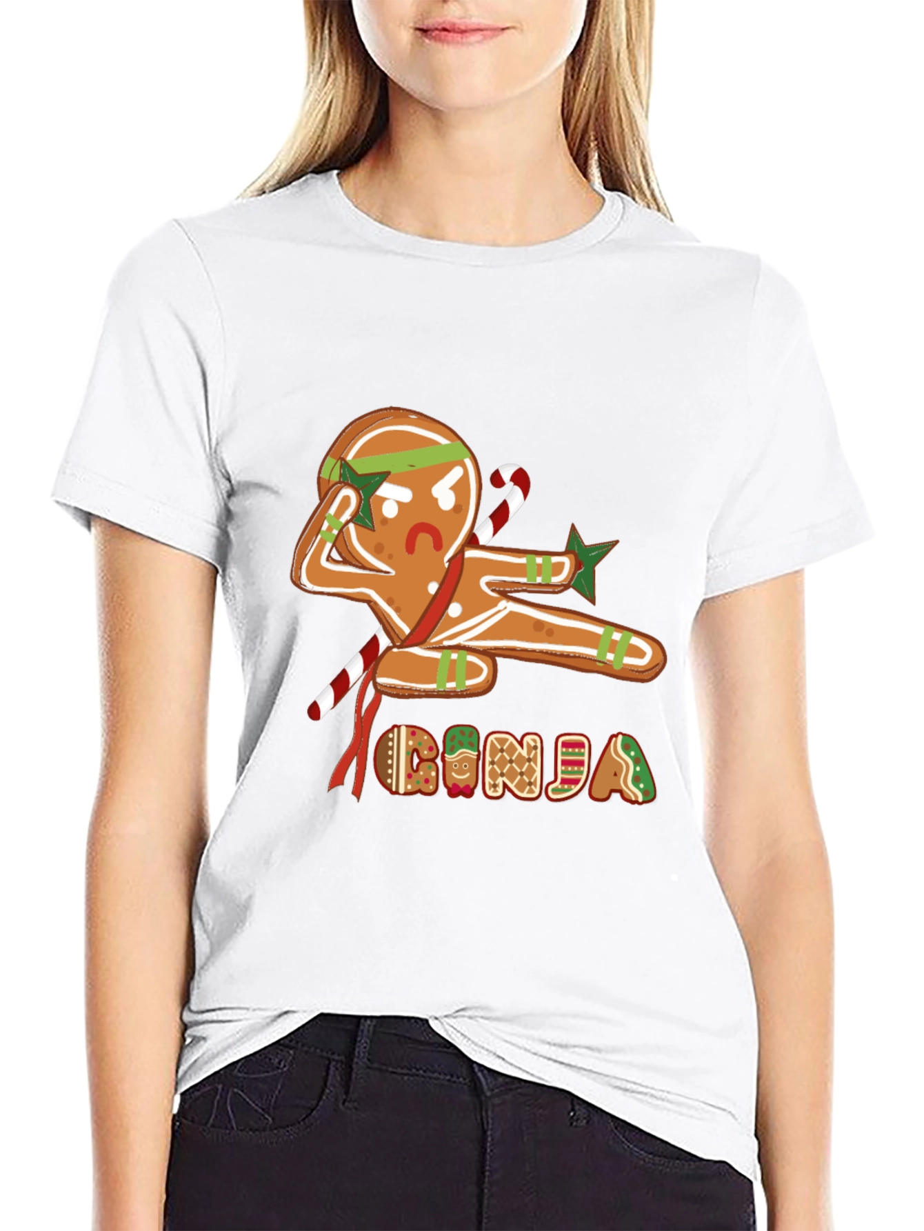 Gingerbread Ninja Graphic T-Shirt - Holiday Fun