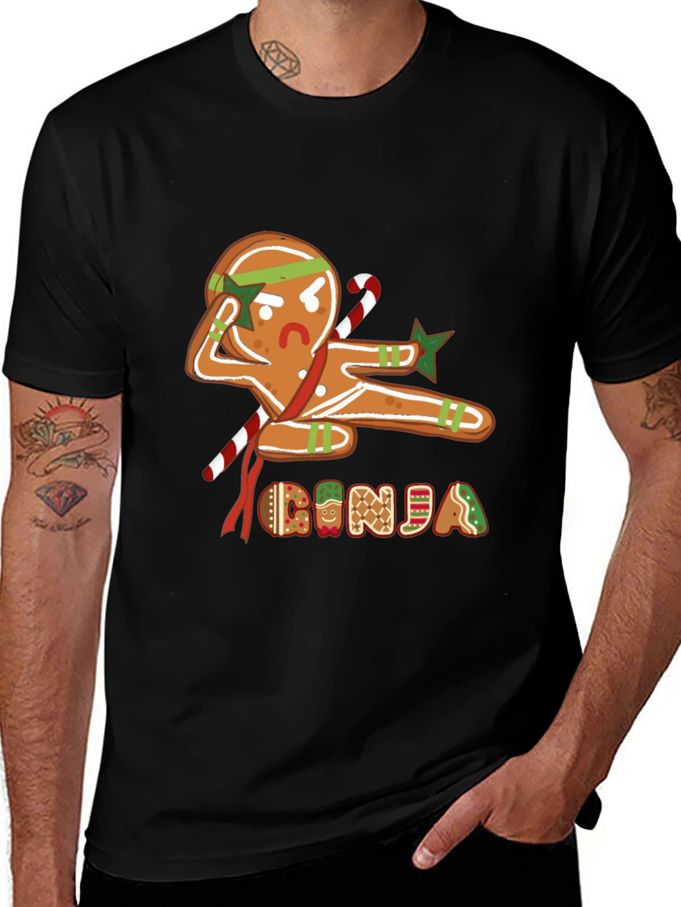 Gingerbread Ninja Graphic T-Shirt - Holiday Fun