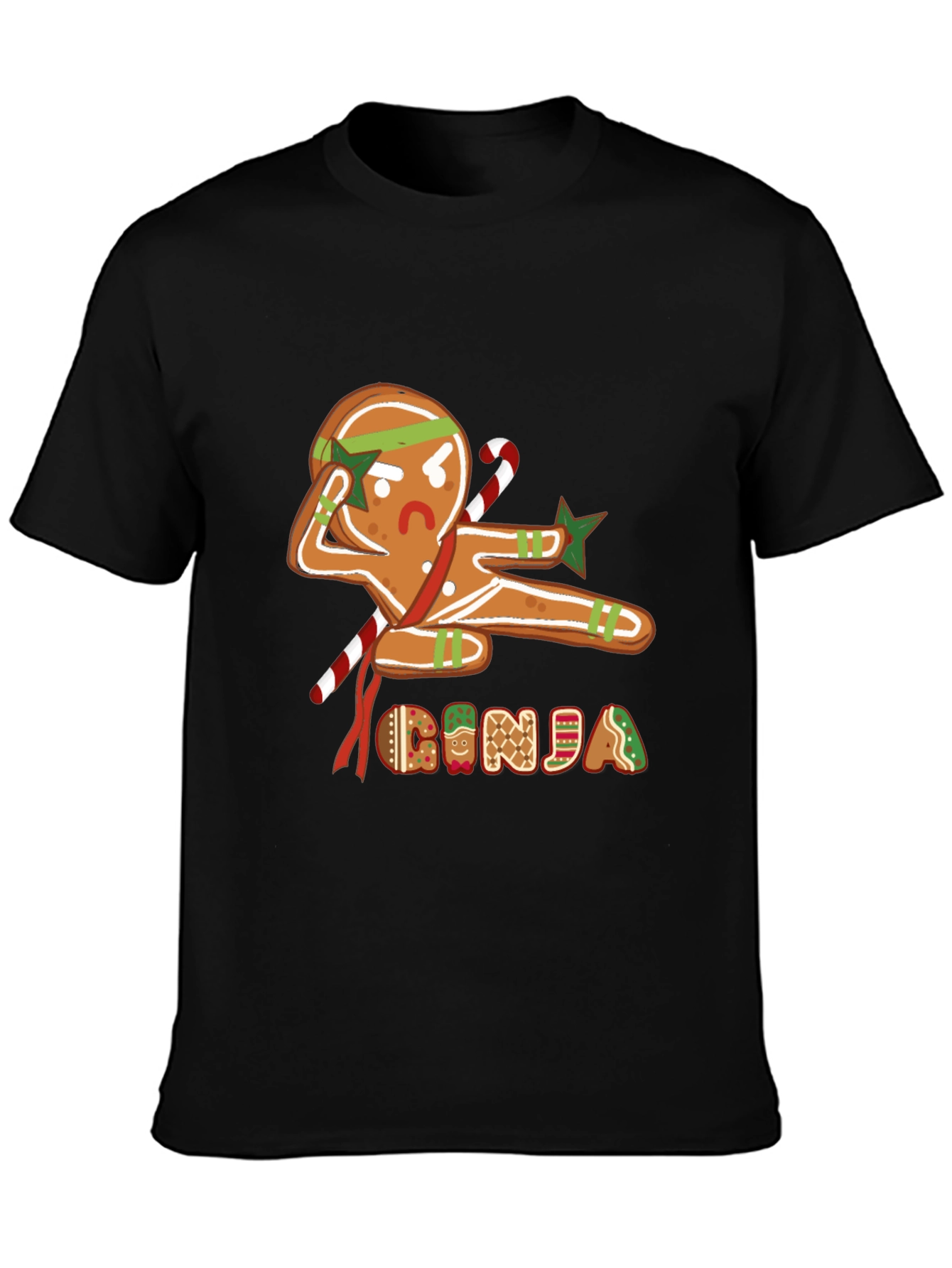 Gingerbread Ninja Graphic T-Shirt - Holiday Fun